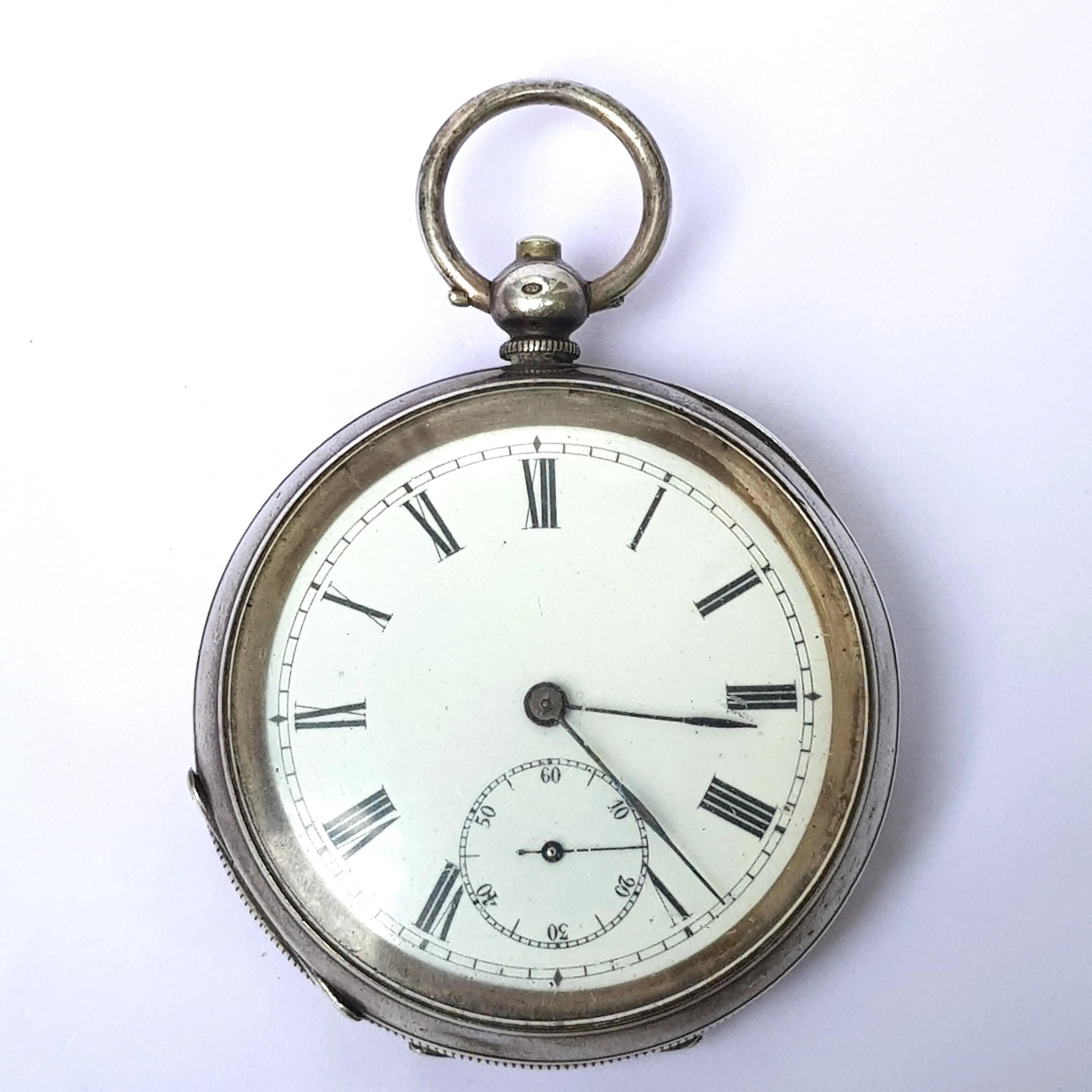 Sterling Silver Cased Key Winding Swiss Made Pocket Watch Antique Titanic Era London Import Circa 1912