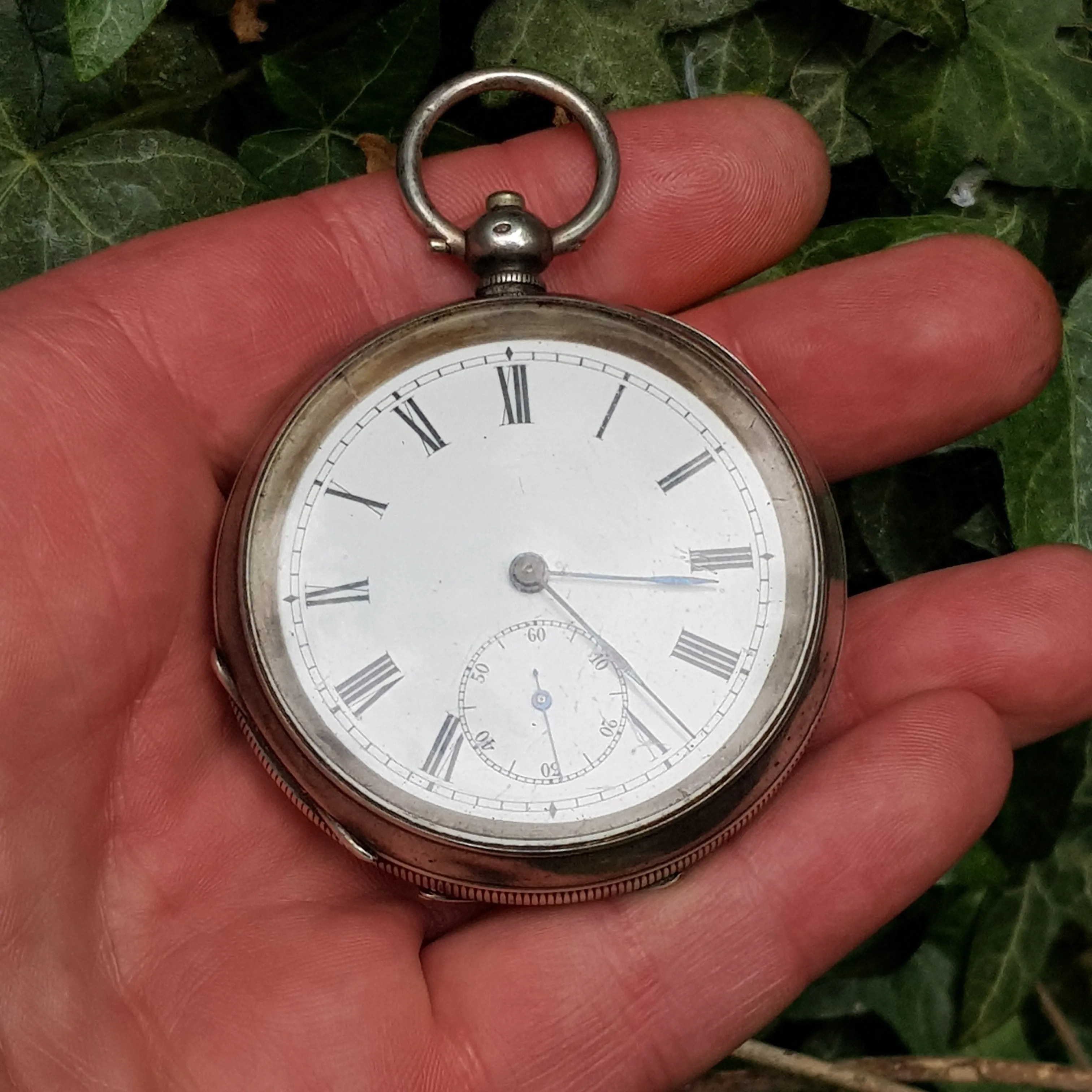 Sterling Silver Cased Key Winding Swiss Made Pocket Watch Antique Titanic Era London Import Circa 1912