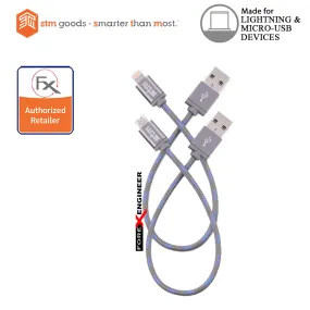 STM Elite Braided Lightning & Micro USB Cable 2pk (20 cm) - Grey (Barcode : 617529784856)