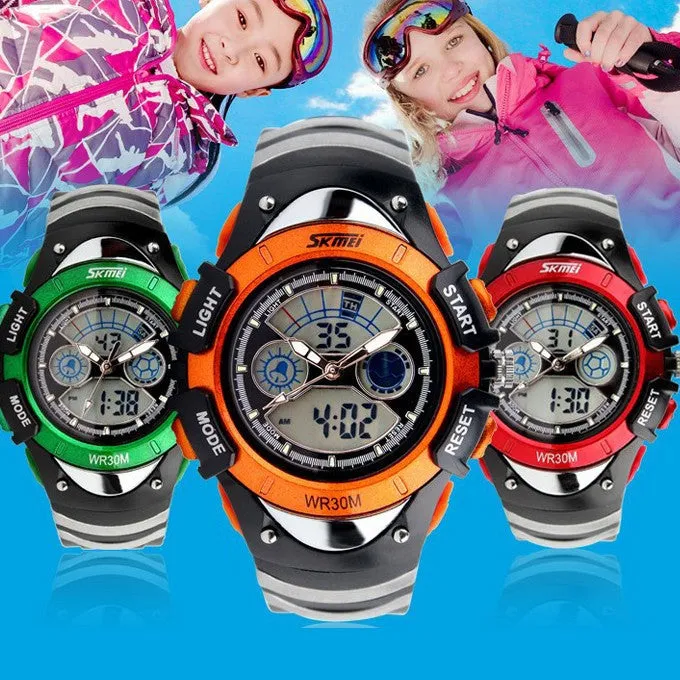 Student Sports Watch Fashion Children Watches Dual Time LED Digital Quartz Multifunctional 30m Waterproof