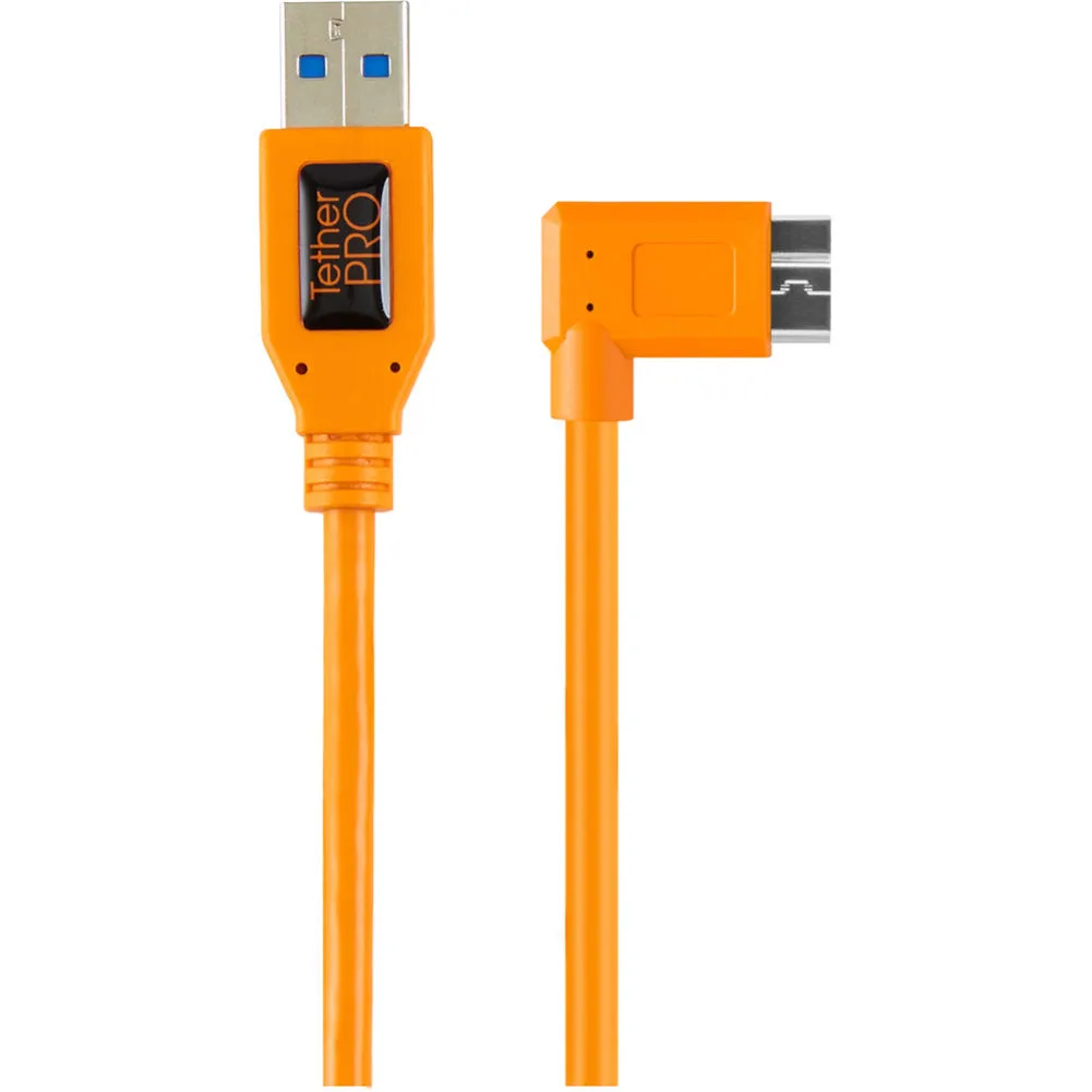 Tether Tools 20" TetherPro USB 3.1 Gen 1 Type-A to Micro-B Right Angle Adapter Cable (High-Visibilty Orange)