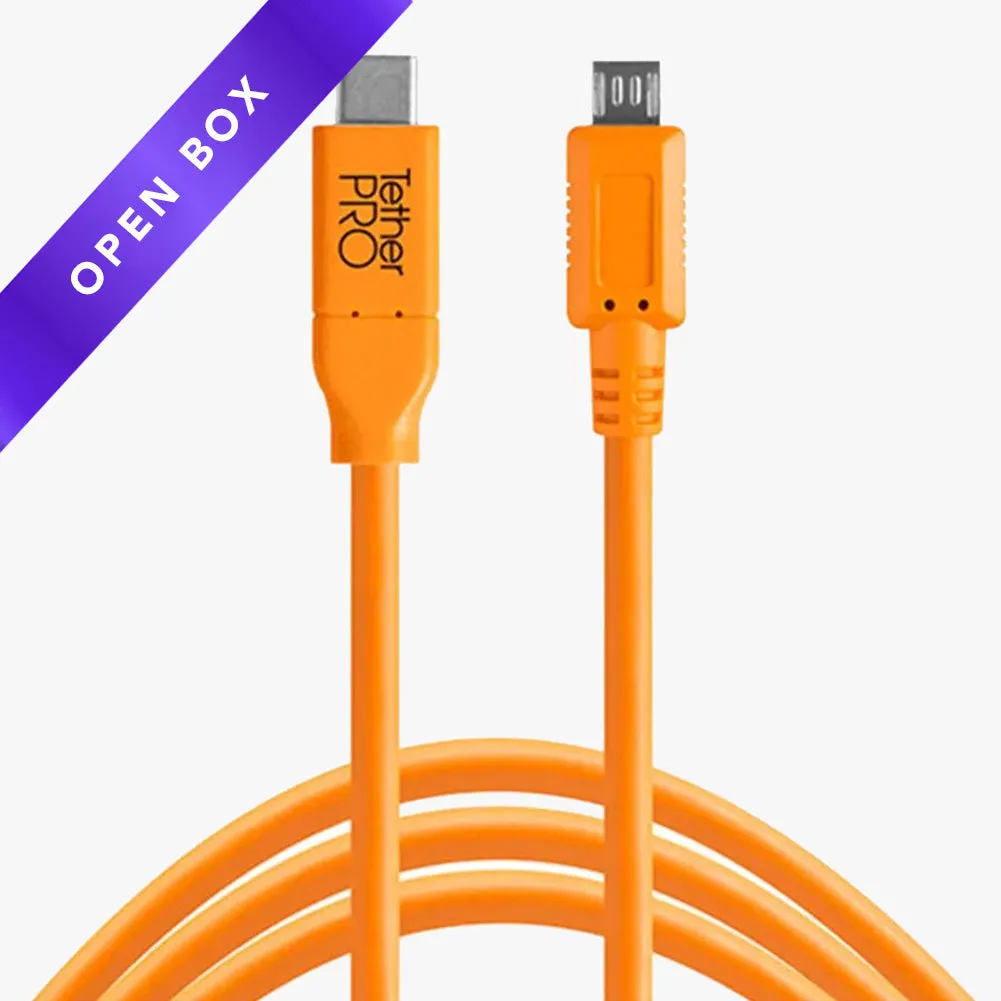 Tether Tools TetherPro USB-C to USB 2.0 Micro-B 5-Pin 4.6m Hi-Vis Orange (OPEN BOX)