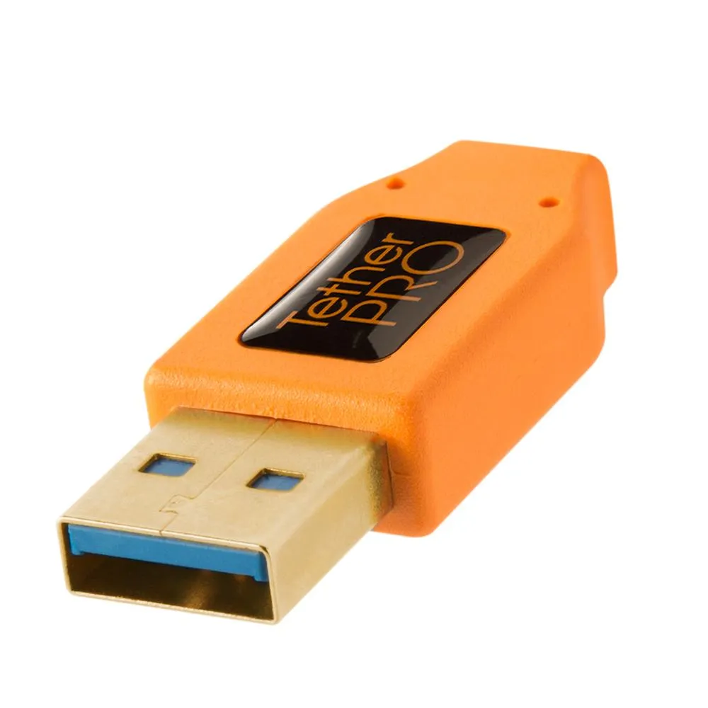 TetherPro USB 3 Micro-B Right Angle Cable 4.6m Hi-Vis Orange