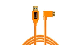 TetherPro USB 3.0 to USB 3.0 Micro-B Right Angle Adapter "Pigtail" Cable, 20" (50cm), High-Visibilty Orange