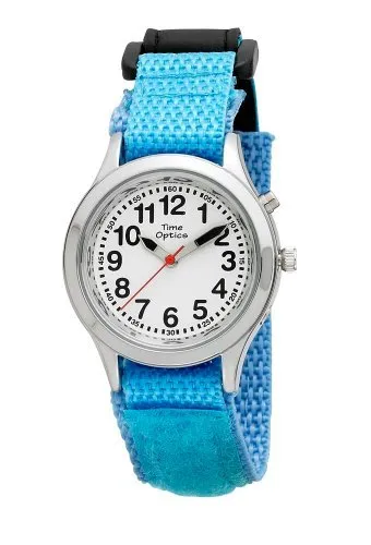 TimeOptics Kids Talking Silver-Tone Day Date Alarm Fast Wrap Strap Watch # GWC301