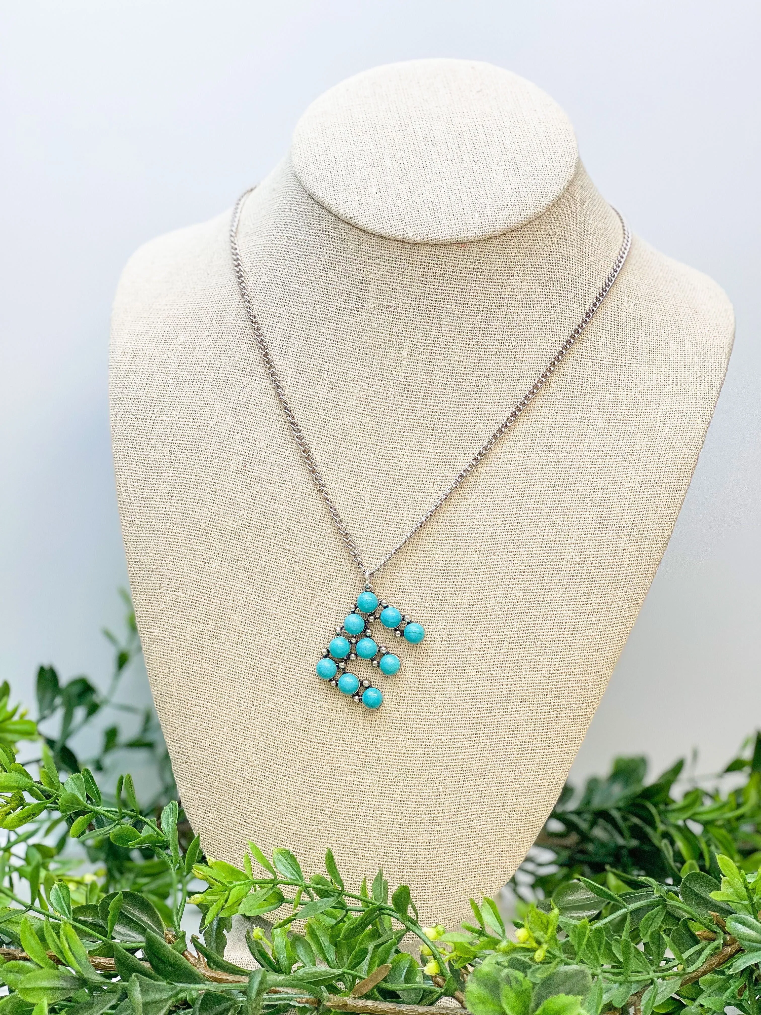 Turquoise Semi-Precious Initial Pendant Necklaces