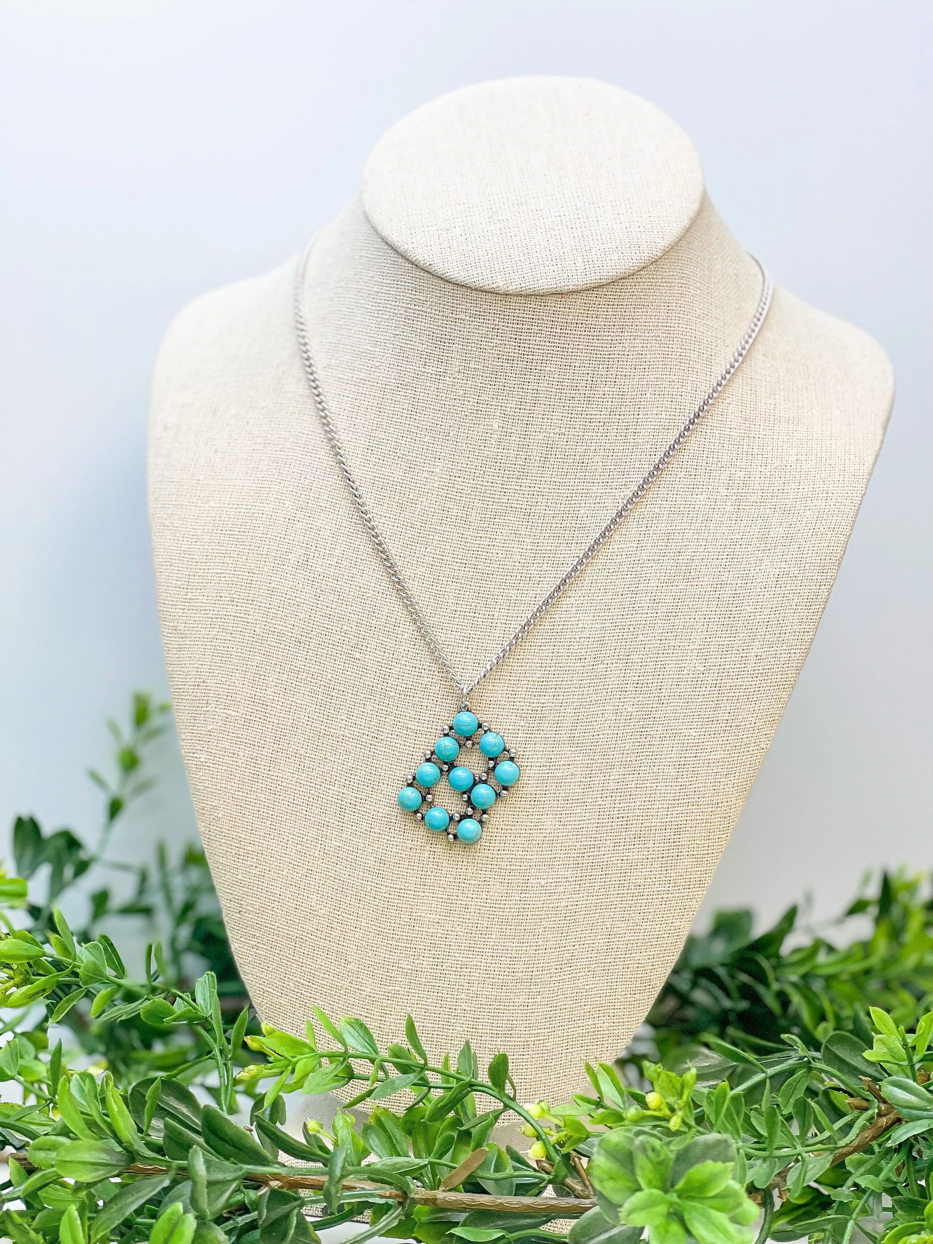 Turquoise Semi-Precious Initial Pendant Necklaces