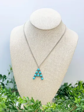 Turquoise Semi-Precious Initial Pendant Necklaces