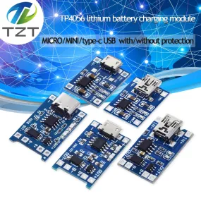 TZT type-c / Micro USB 5V 1A 18650 TP4056 Lithium Battery Charger Module Charging Board With Protection Dual Functions 1A Li-ion