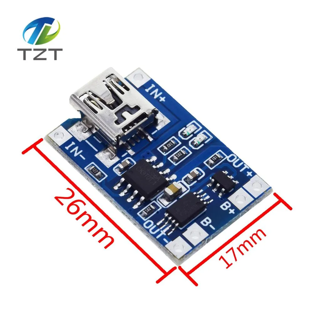 TZT type-c / Micro USB 5V 1A 18650 TP4056 Lithium Battery Charger Module Charging Board With Protection Dual Functions 1A Li-ion