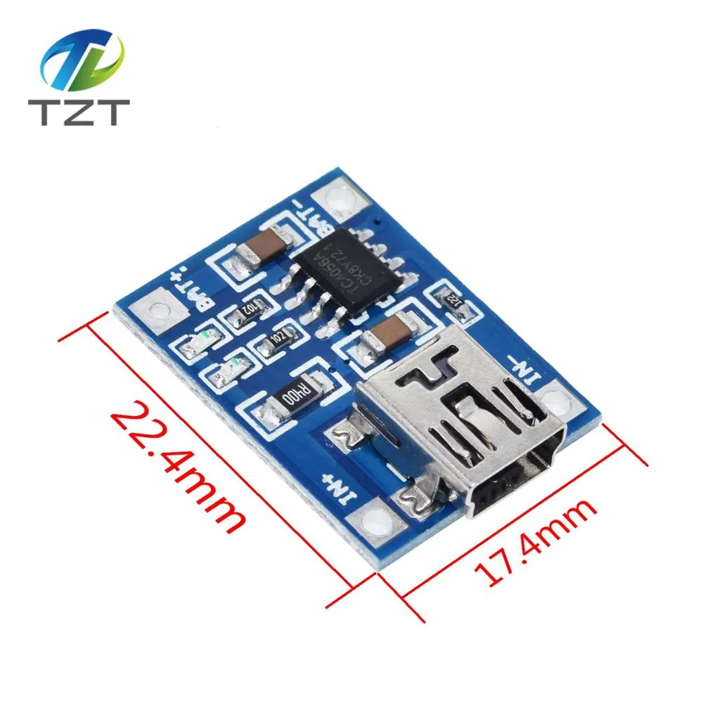 TZT type-c / Micro USB 5V 1A 18650 TP4056 Lithium Battery Charger Module Charging Board With Protection Dual Functions 1A Li-ion