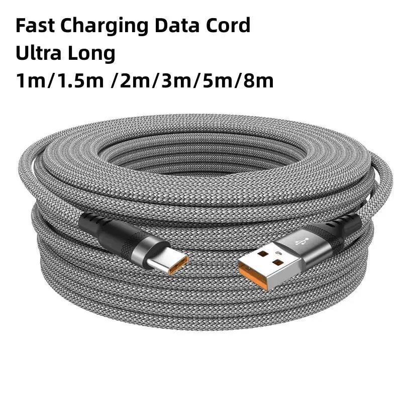 Ultimate Braided USB Type-C Fast Charging Cable: High-Speed Charger for Samsung, Huawei, Xiaomi - Lengths 1m to 8m