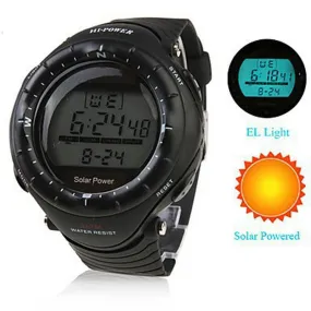 Unisex Solar Power Water Resistant Sports Watch With Stopwatch