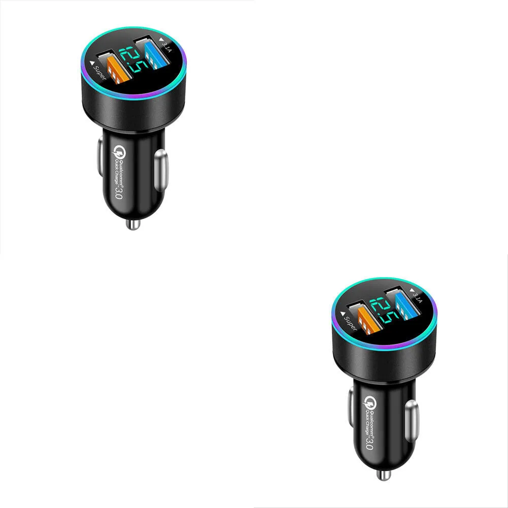 US 1-2 Pack Fast Car Charger Type C USB Lighter Adapter Plug 40W Digital Display