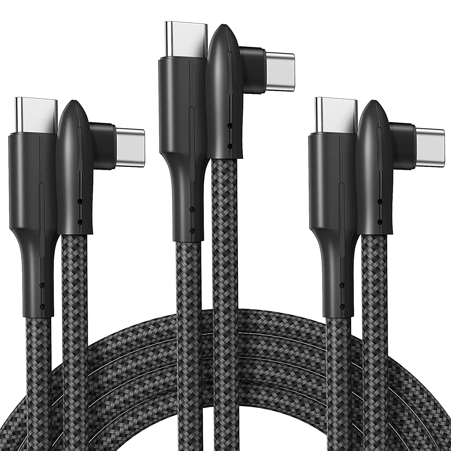 USB C Cable 10ft 3Pack 3A Type C Charging Cable Premium Nylon Samsung Galaxy (Black)