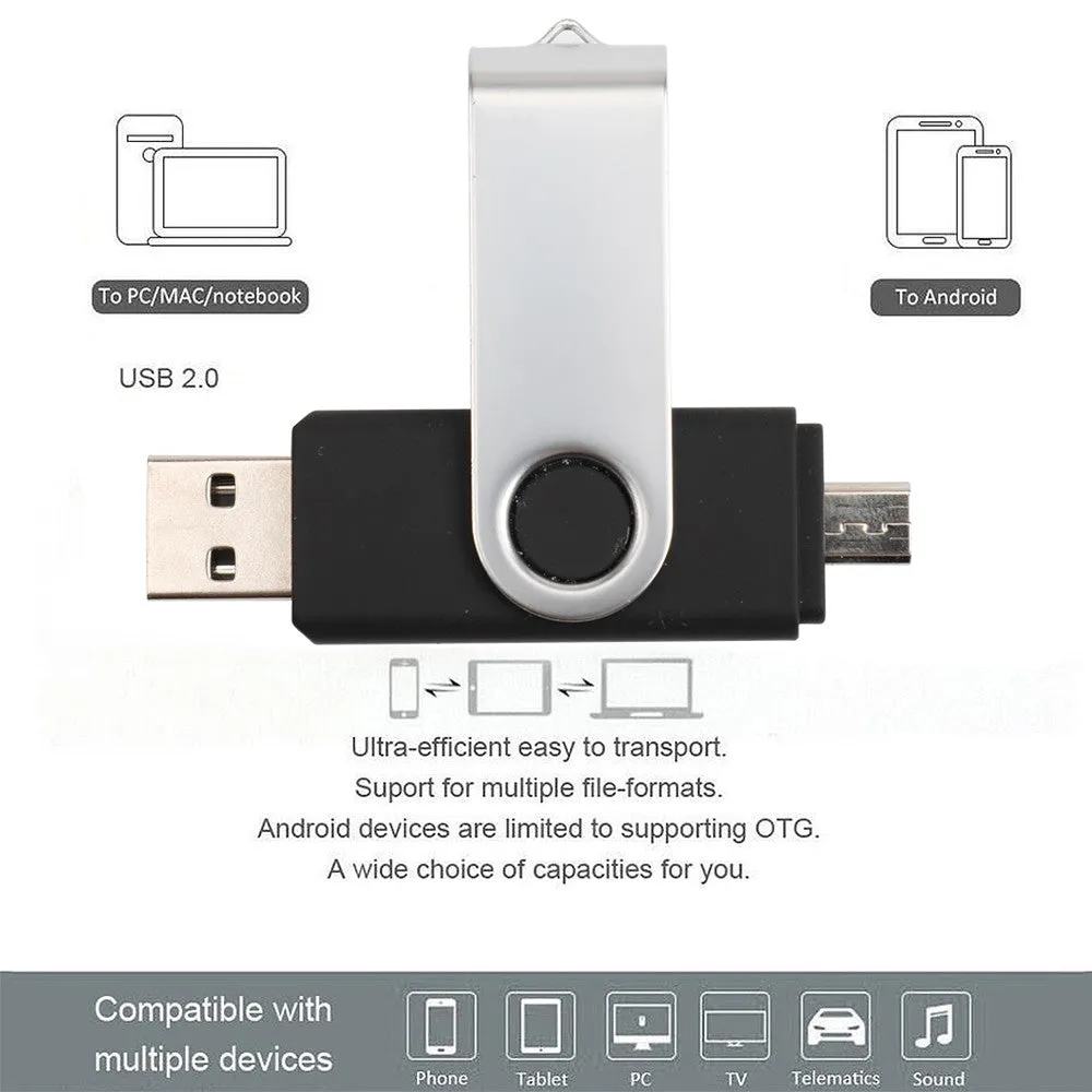 USB Flash Drive 32G   USB 2.0 Micro USB - Caps on Both Ends for Computers and Android Devices