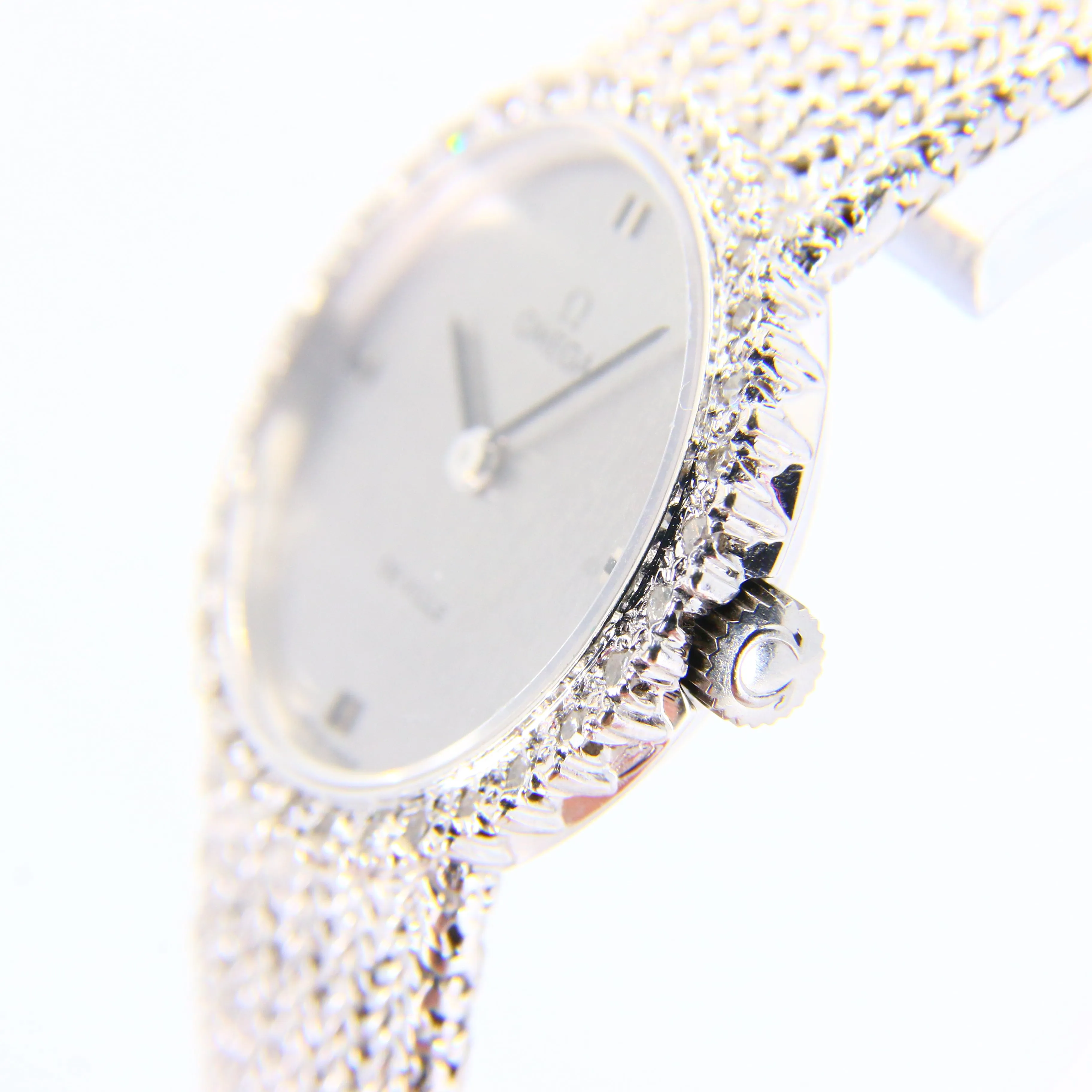 Vintage 18ct Omega De Ville White Gold & Diamond Ladies Cocktail Watch Boxed