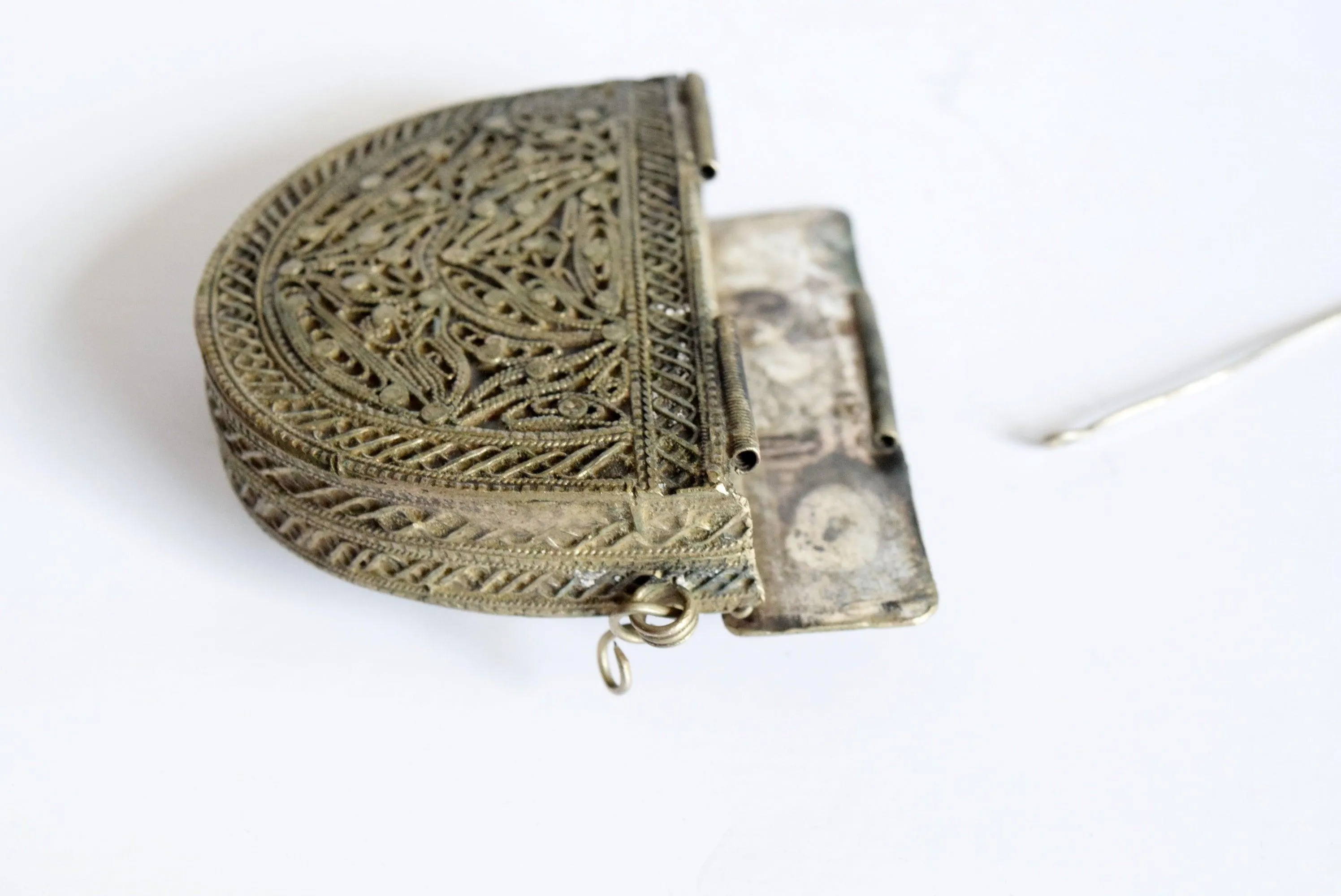 Vintage Metal Yemeni Belt Purse or Qur'an Box