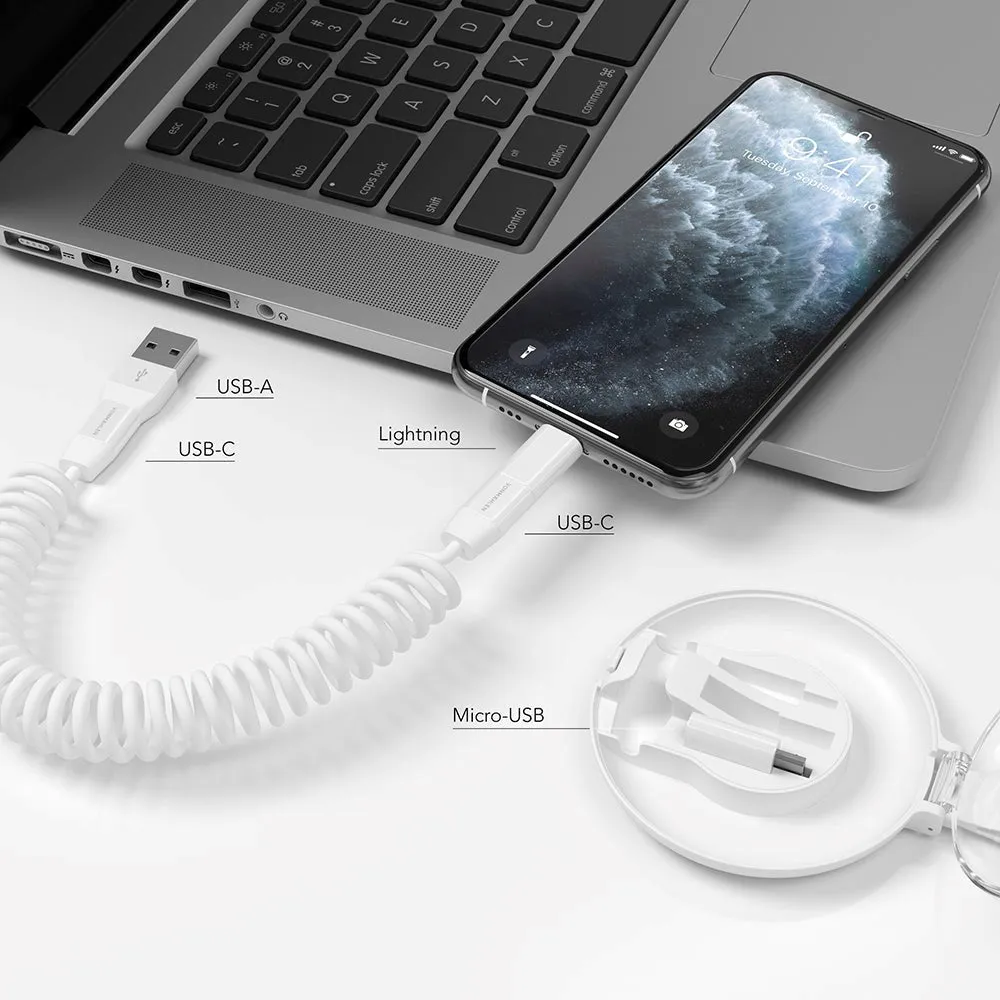 VONMÄHLEN Allroundo C 6-in-1 -15W Kabel 0,75m USB-C / Lightning / Micro USB / UBS-A - Hvid