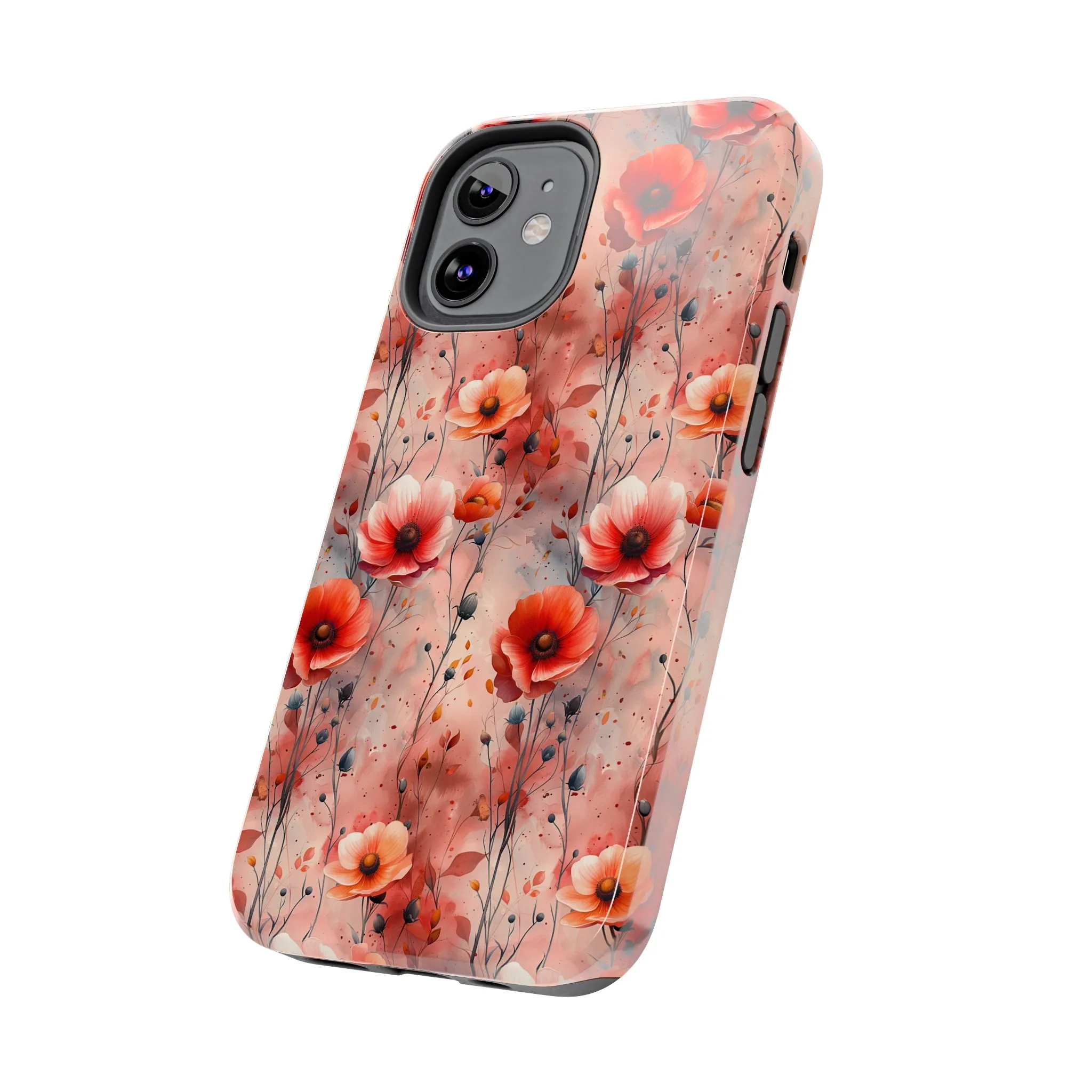 Watercolor Poppy Floral iPhone Case, Elegant Poppy Blossom Design, Protective Phone Cover, Stylish Watercolor Flower Pattern compatible with a large variety of iPhone models, Phone Case, Gift