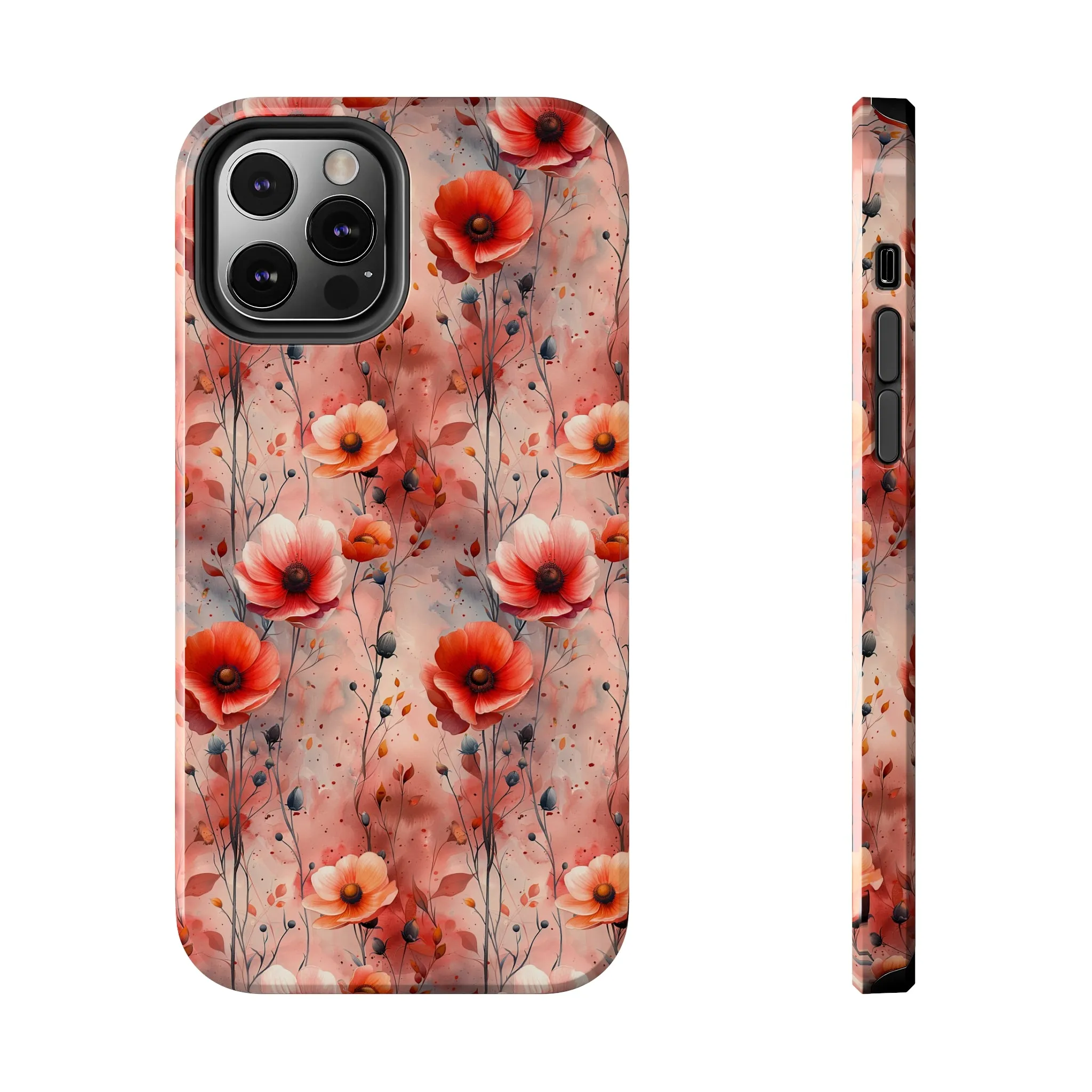 Watercolor Poppy Floral iPhone Case, Elegant Poppy Blossom Design, Protective Phone Cover, Stylish Watercolor Flower Pattern compatible with a large variety of iPhone models, Phone Case, Gift