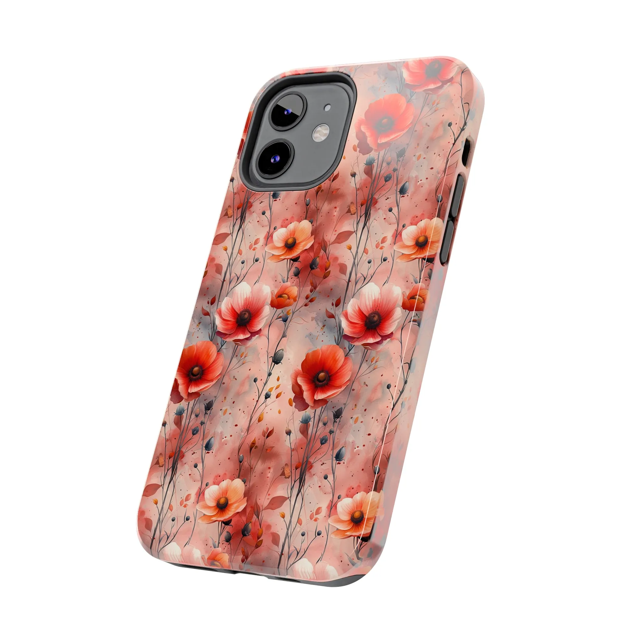 Watercolor Poppy Floral iPhone Case, Elegant Poppy Blossom Design, Protective Phone Cover, Stylish Watercolor Flower Pattern compatible with a large variety of iPhone models, Phone Case, Gift