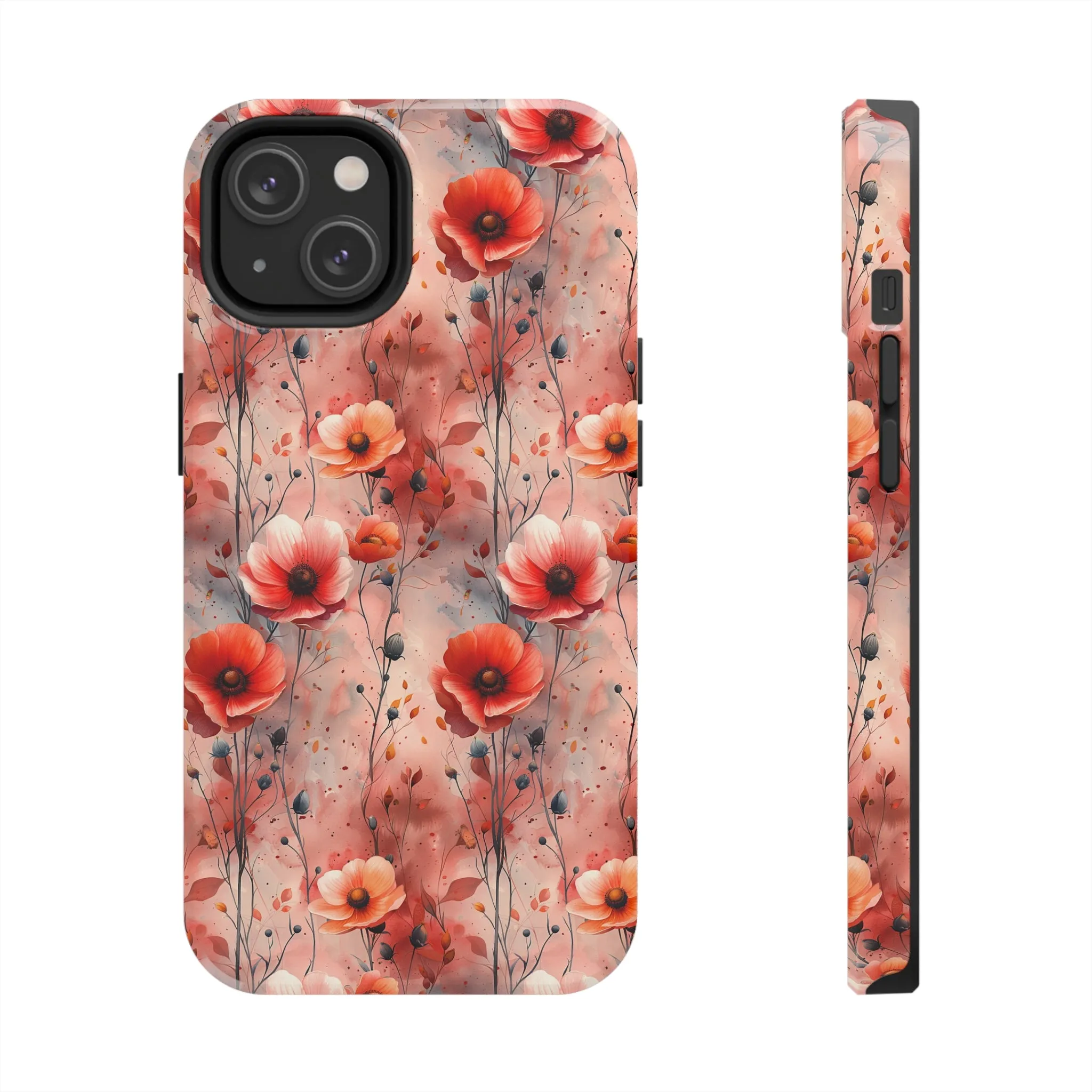 Watercolor Poppy Floral iPhone Case, Elegant Poppy Blossom Design, Protective Phone Cover, Stylish Watercolor Flower Pattern compatible with a large variety of iPhone models, Phone Case, Gift