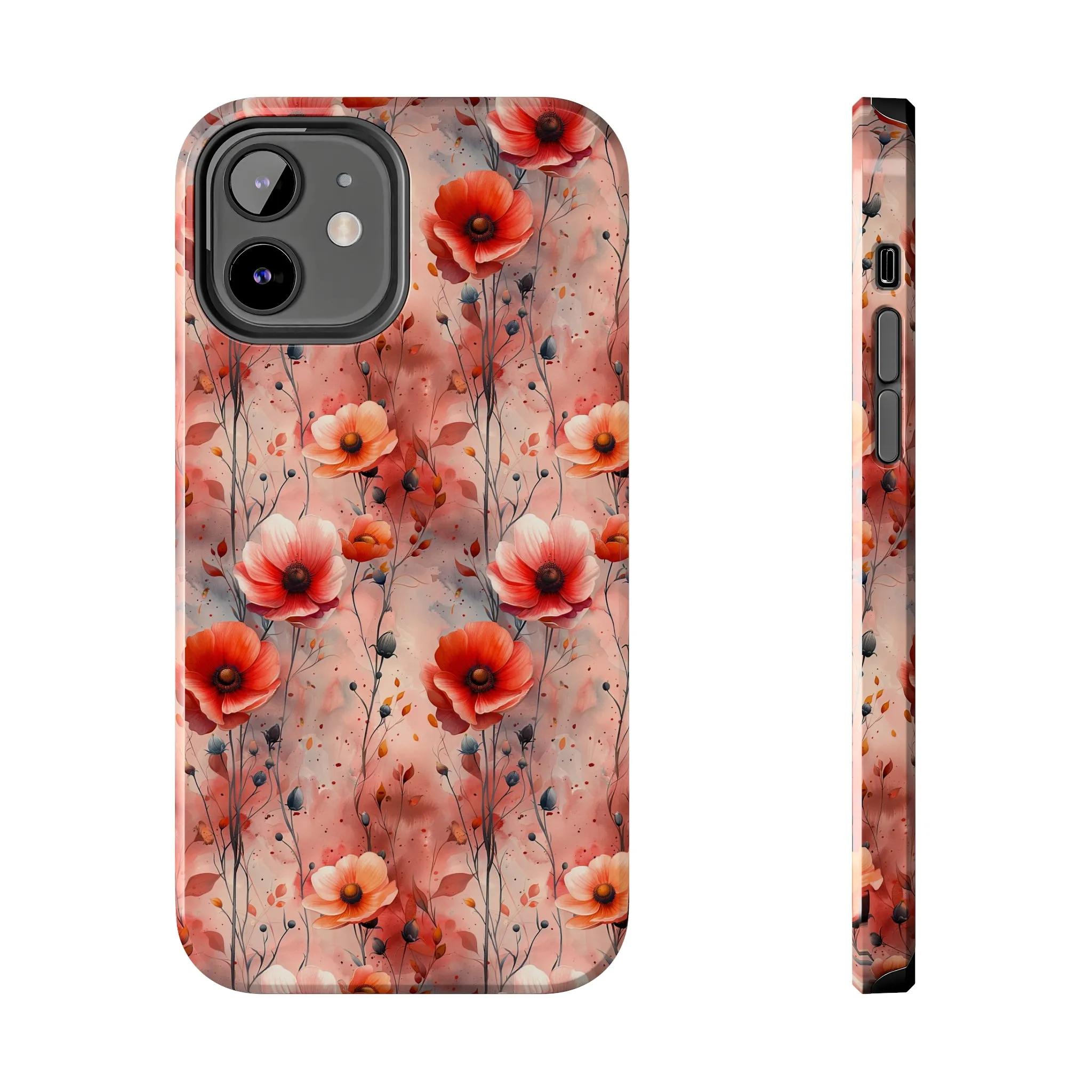 Watercolor Poppy Floral iPhone Case, Elegant Poppy Blossom Design, Protective Phone Cover, Stylish Watercolor Flower Pattern compatible with a large variety of iPhone models, Phone Case, Gift