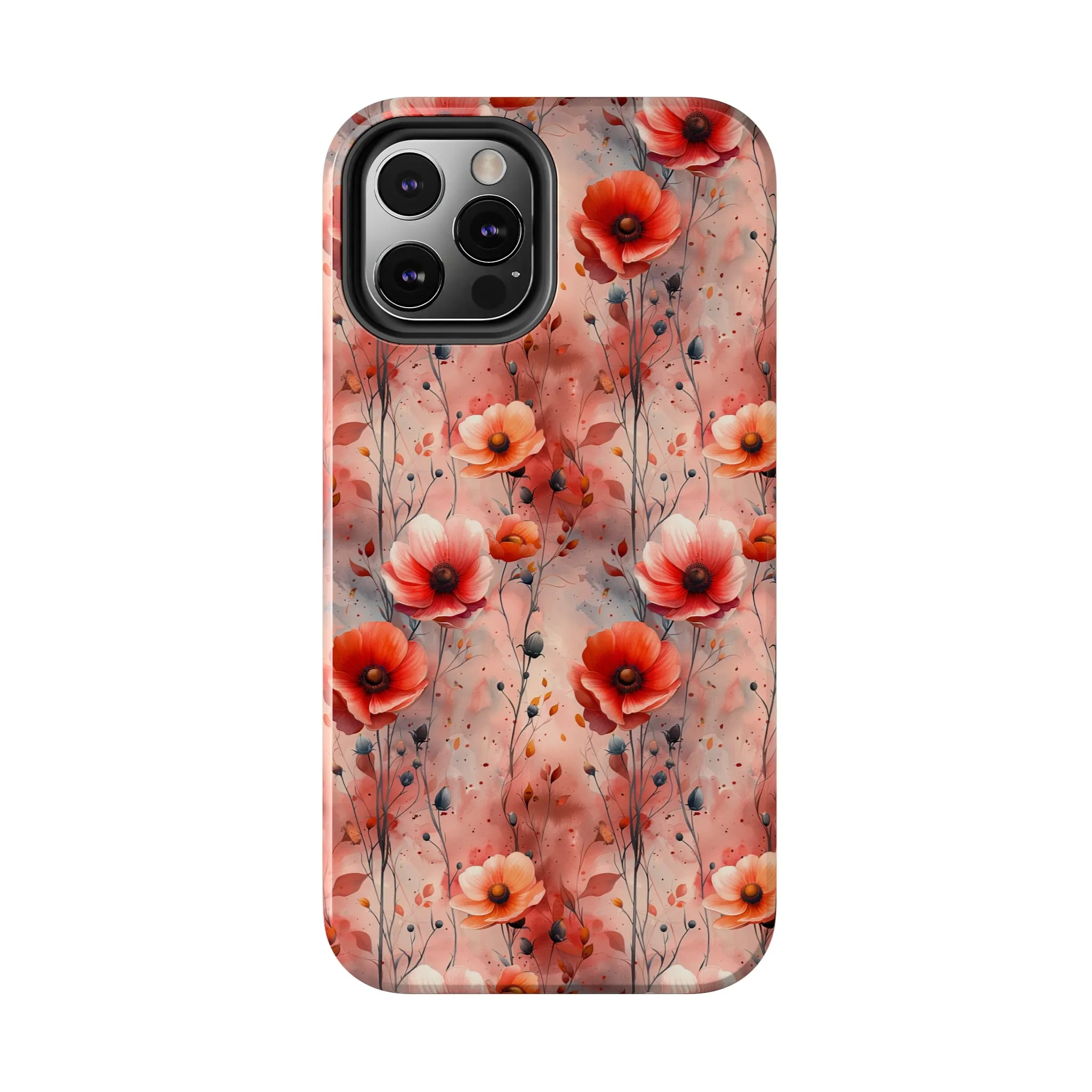 Watercolor Poppy Floral iPhone Case, Elegant Poppy Blossom Design, Protective Phone Cover, Stylish Watercolor Flower Pattern compatible with a large variety of iPhone models, Phone Case, Gift