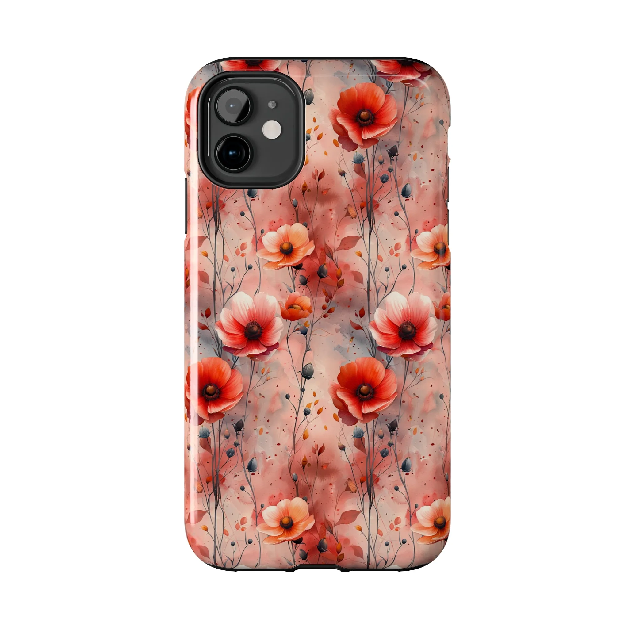 Watercolor Poppy Floral iPhone Case, Elegant Poppy Blossom Design, Protective Phone Cover, Stylish Watercolor Flower Pattern compatible with a large variety of iPhone models, Phone Case, Gift