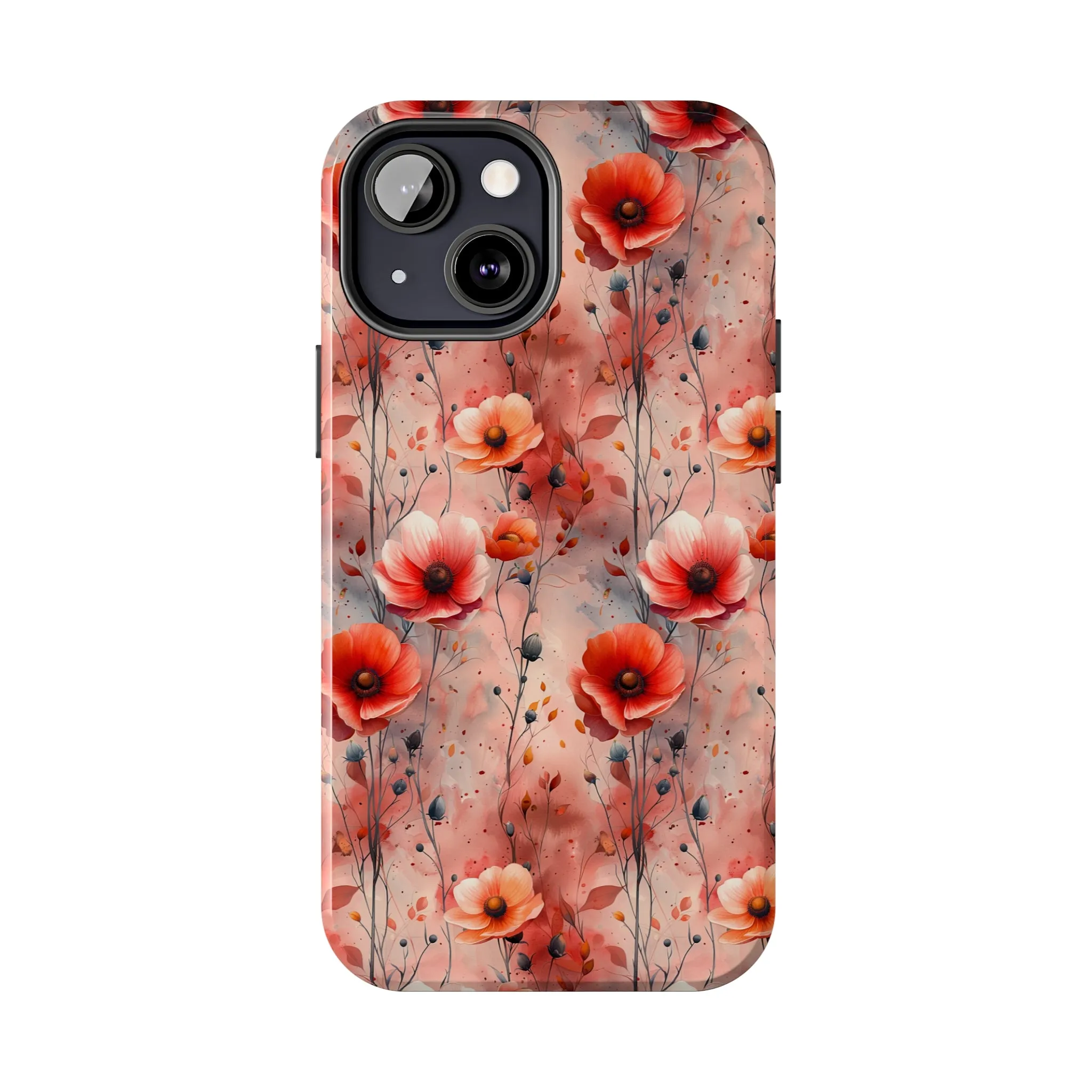 Watercolor Poppy Floral iPhone Case, Elegant Poppy Blossom Design, Protective Phone Cover, Stylish Watercolor Flower Pattern compatible with a large variety of iPhone models, Phone Case, Gift