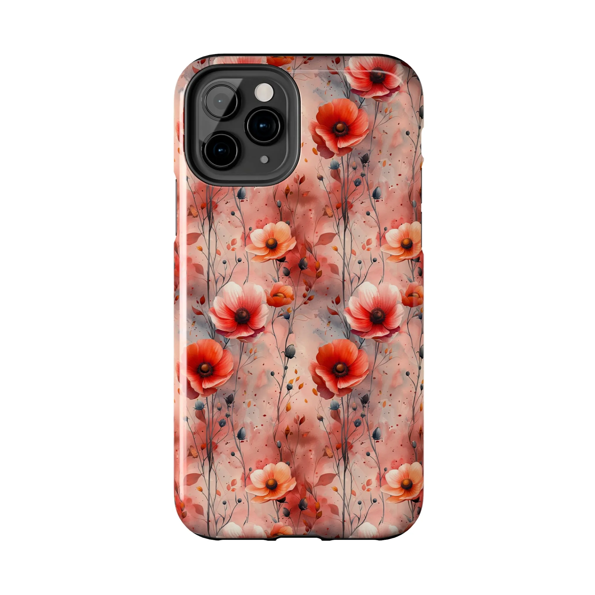 Watercolor Poppy Floral iPhone Case, Elegant Poppy Blossom Design, Protective Phone Cover, Stylish Watercolor Flower Pattern compatible with a large variety of iPhone models, Phone Case, Gift