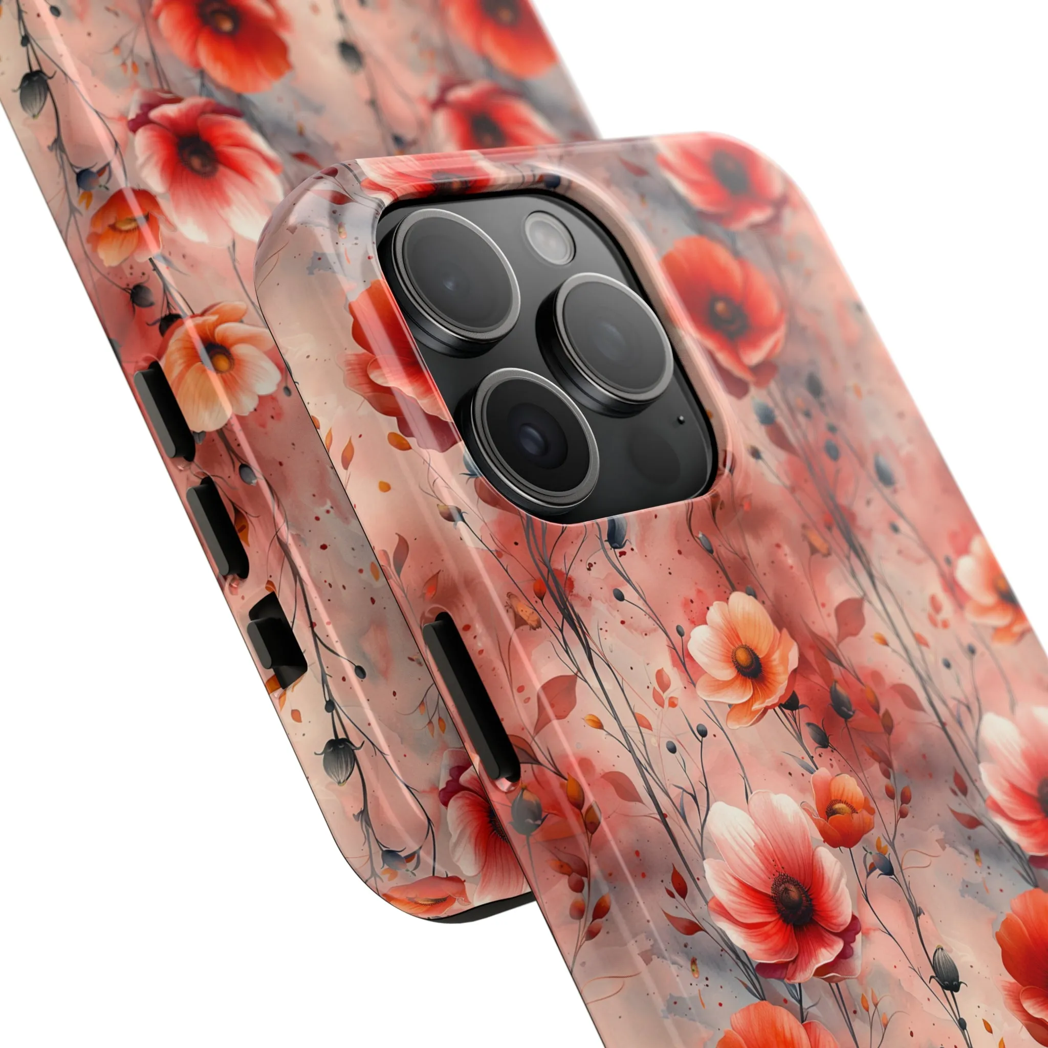 Watercolor Poppy Floral iPhone Case, Elegant Poppy Blossom Design, Protective Phone Cover, Stylish Watercolor Flower Pattern compatible with a large variety of iPhone models, Phone Case, Gift