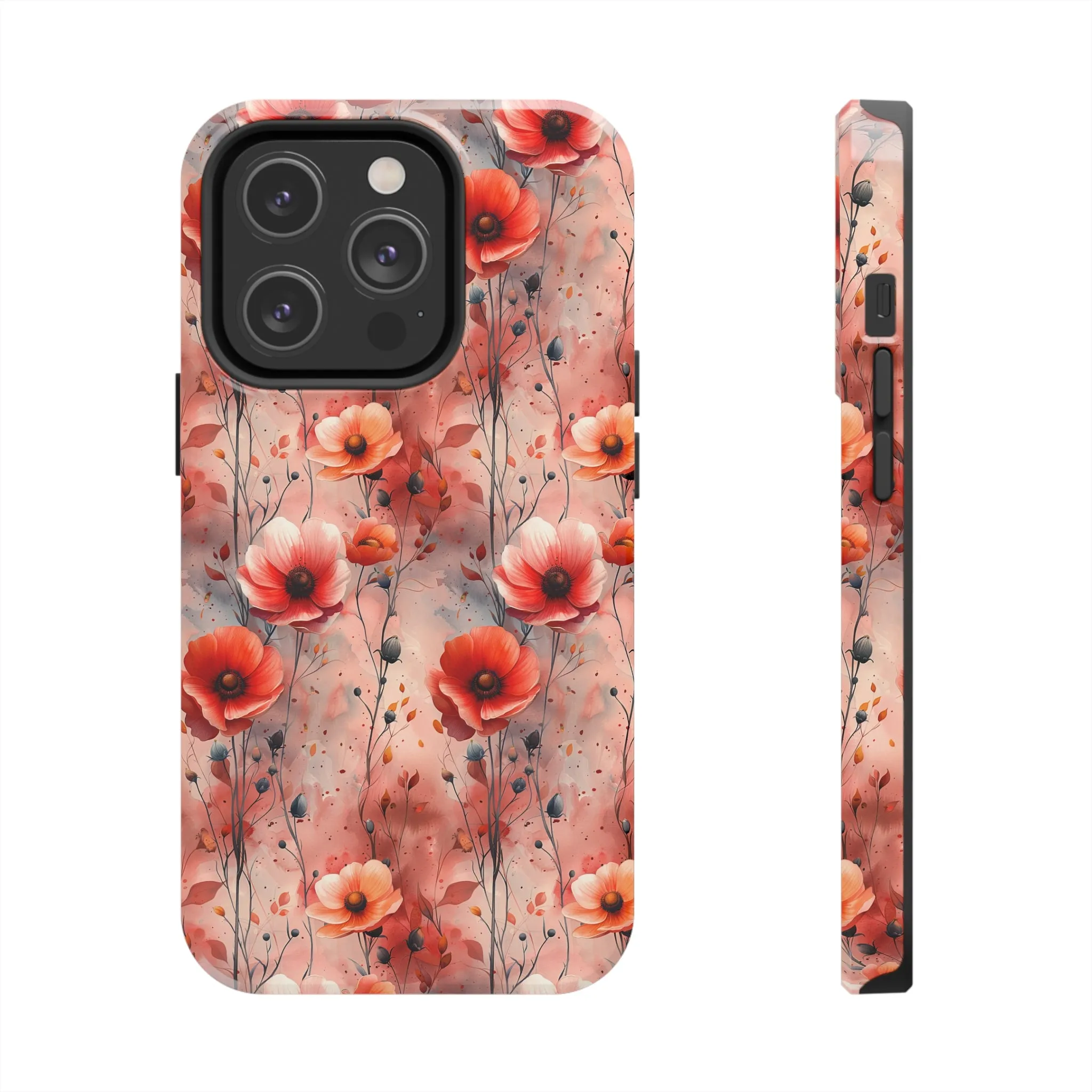 Watercolor Poppy Floral iPhone Case, Elegant Poppy Blossom Design, Protective Phone Cover, Stylish Watercolor Flower Pattern compatible with a large variety of iPhone models, Phone Case, Gift