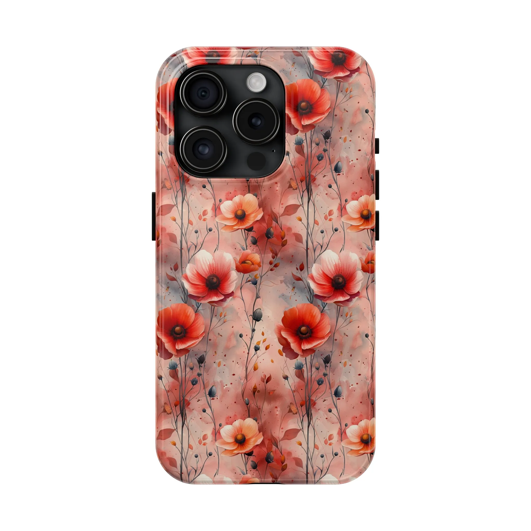 Watercolor Poppy Floral iPhone Case, Elegant Poppy Blossom Design, Protective Phone Cover, Stylish Watercolor Flower Pattern compatible with a large variety of iPhone models, Phone Case, Gift