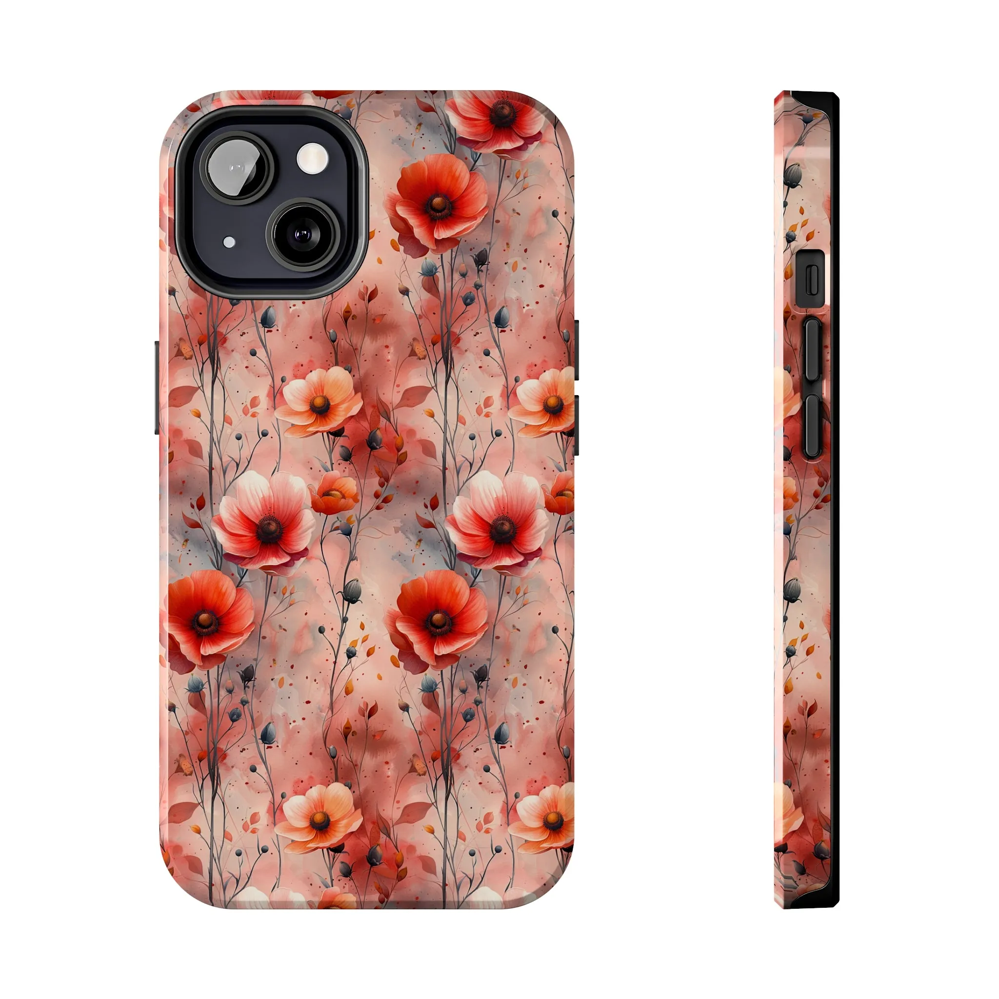 Watercolor Poppy Floral iPhone Case, Elegant Poppy Blossom Design, Protective Phone Cover, Stylish Watercolor Flower Pattern compatible with a large variety of iPhone models, Phone Case, Gift