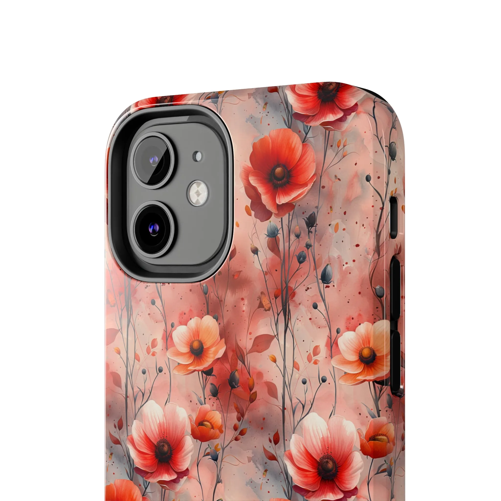 Watercolor Poppy Floral iPhone Case, Elegant Poppy Blossom Design, Protective Phone Cover, Stylish Watercolor Flower Pattern compatible with a large variety of iPhone models, Phone Case, Gift