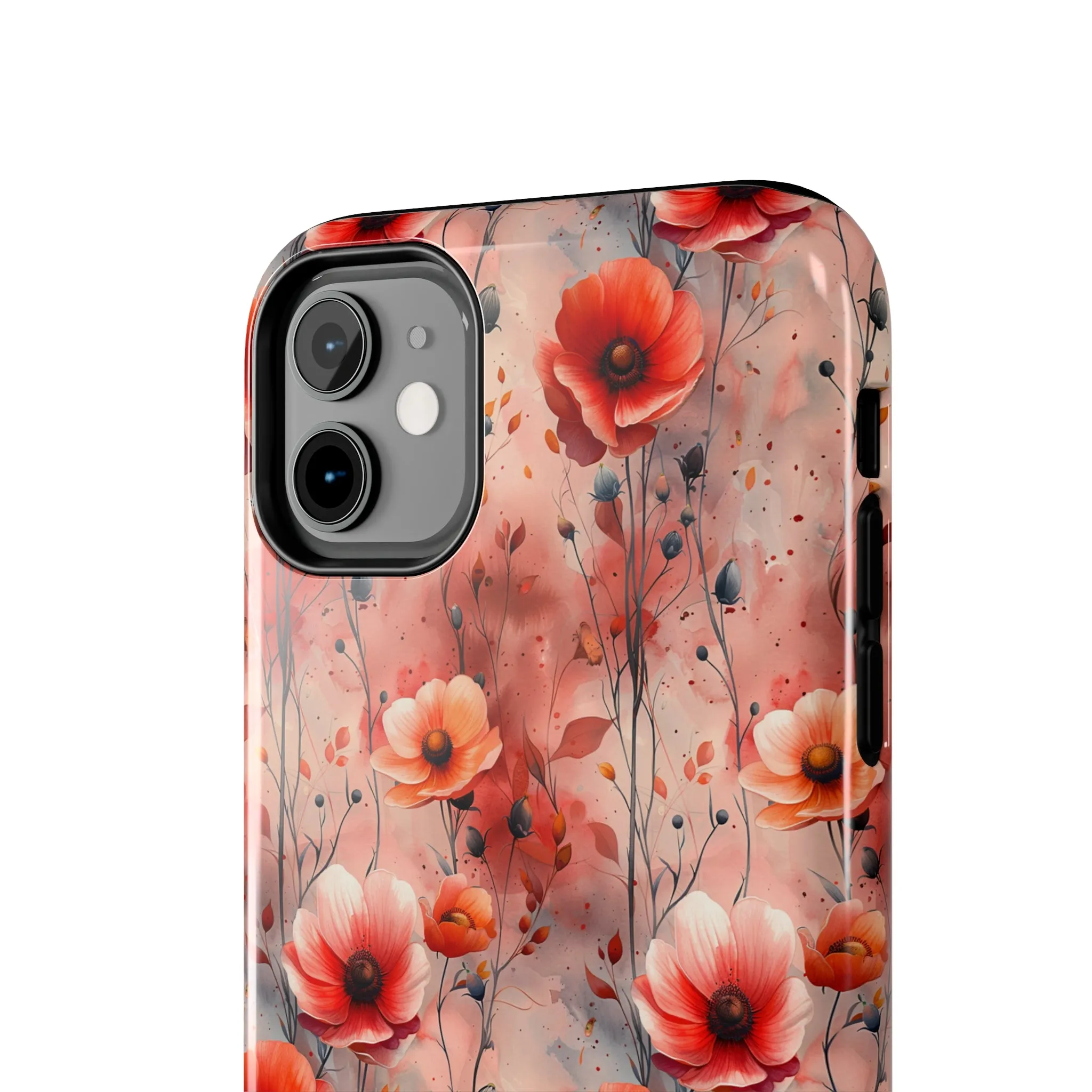 Watercolor Poppy Floral iPhone Case, Elegant Poppy Blossom Design, Protective Phone Cover, Stylish Watercolor Flower Pattern compatible with a large variety of iPhone models, Phone Case, Gift