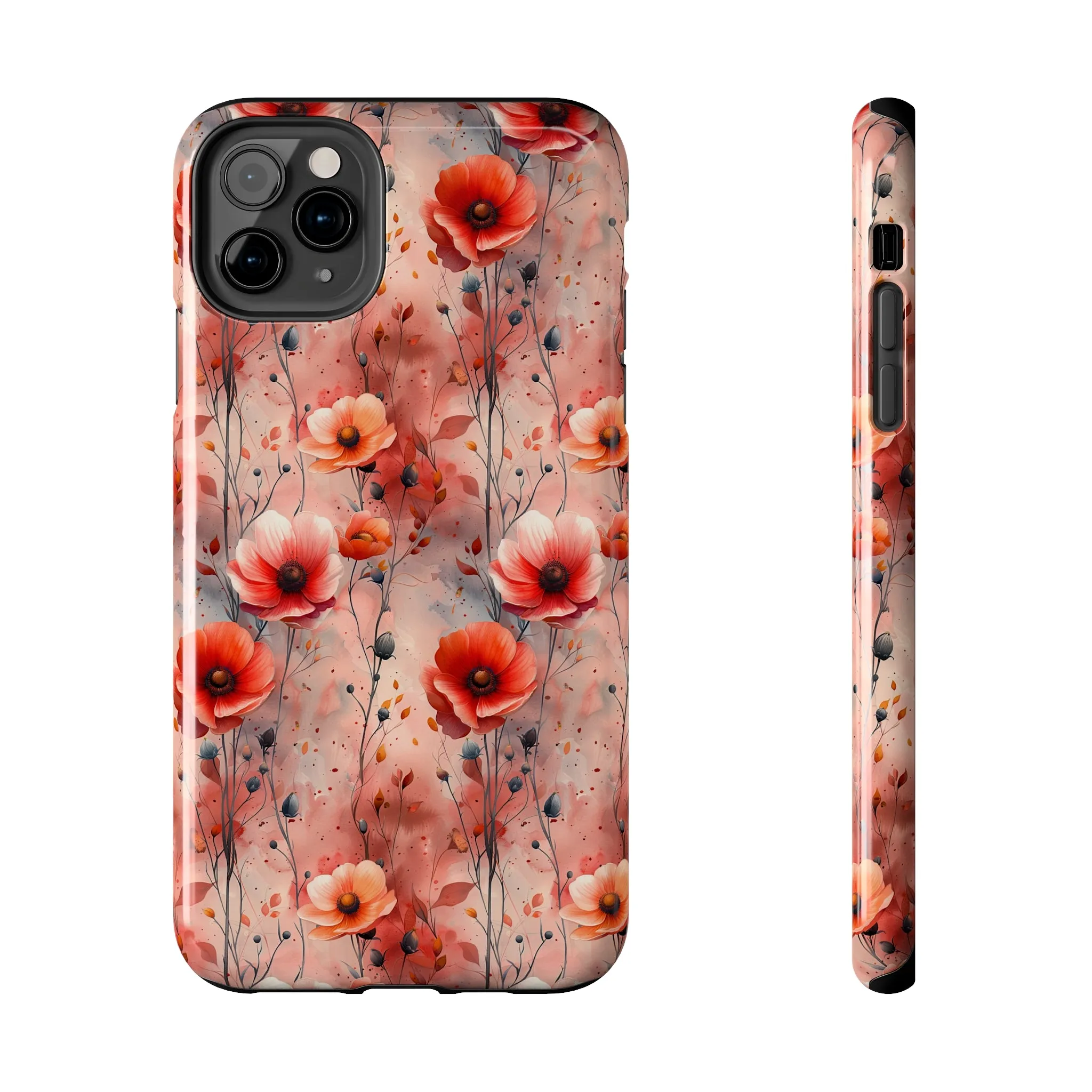 Watercolor Poppy Floral iPhone Case, Elegant Poppy Blossom Design, Protective Phone Cover, Stylish Watercolor Flower Pattern compatible with a large variety of iPhone models, Phone Case, Gift