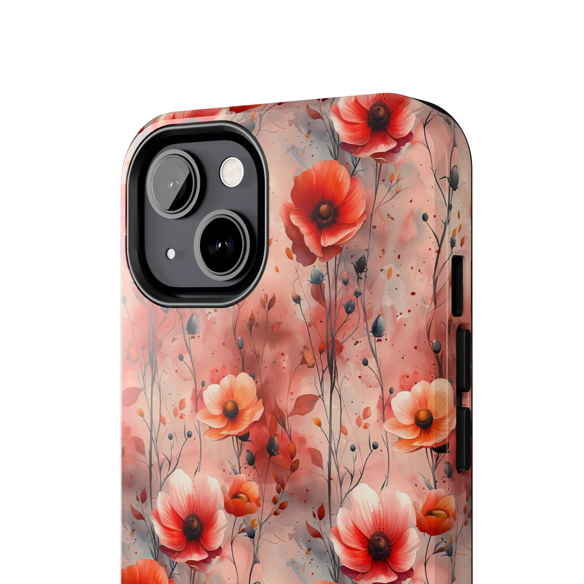 Watercolor Poppy Floral iPhone Case, Elegant Poppy Blossom Design, Protective Phone Cover, Stylish Watercolor Flower Pattern compatible with a large variety of iPhone models, Phone Case, Gift