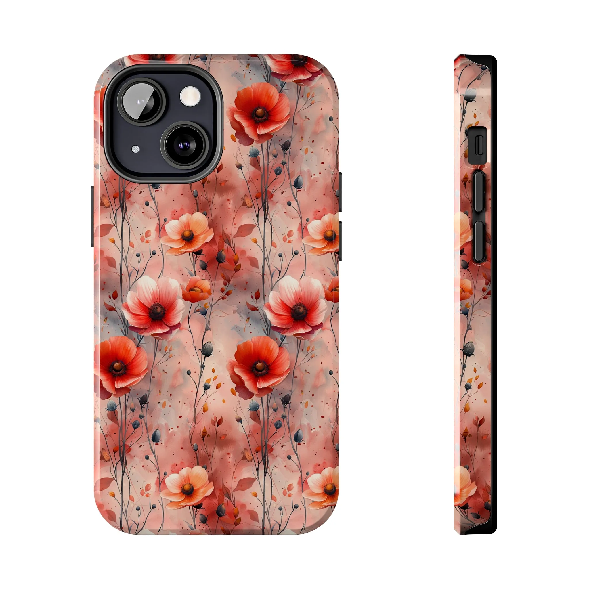 Watercolor Poppy Floral iPhone Case, Elegant Poppy Blossom Design, Protective Phone Cover, Stylish Watercolor Flower Pattern compatible with a large variety of iPhone models, Phone Case, Gift