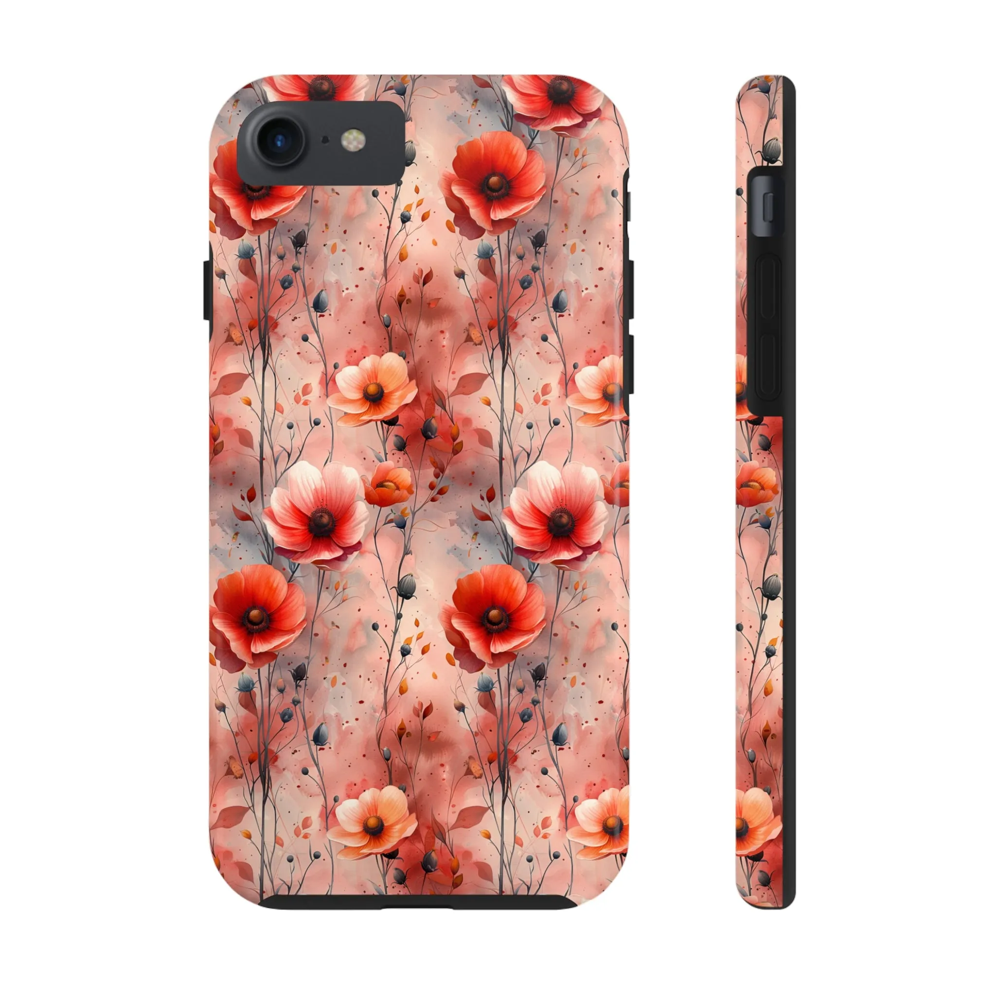 Watercolor Poppy Floral iPhone Case, Elegant Poppy Blossom Design, Protective Phone Cover, Stylish Watercolor Flower Pattern compatible with a large variety of iPhone models, Phone Case, Gift