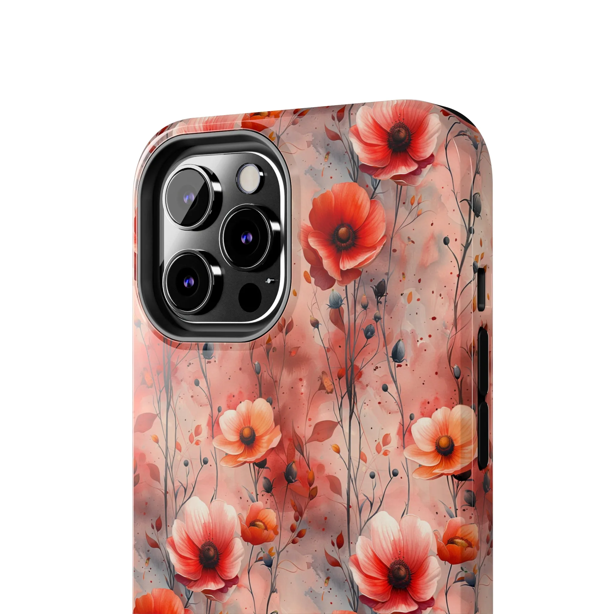 Watercolor Poppy Floral iPhone Case, Elegant Poppy Blossom Design, Protective Phone Cover, Stylish Watercolor Flower Pattern compatible with a large variety of iPhone models, Phone Case, Gift