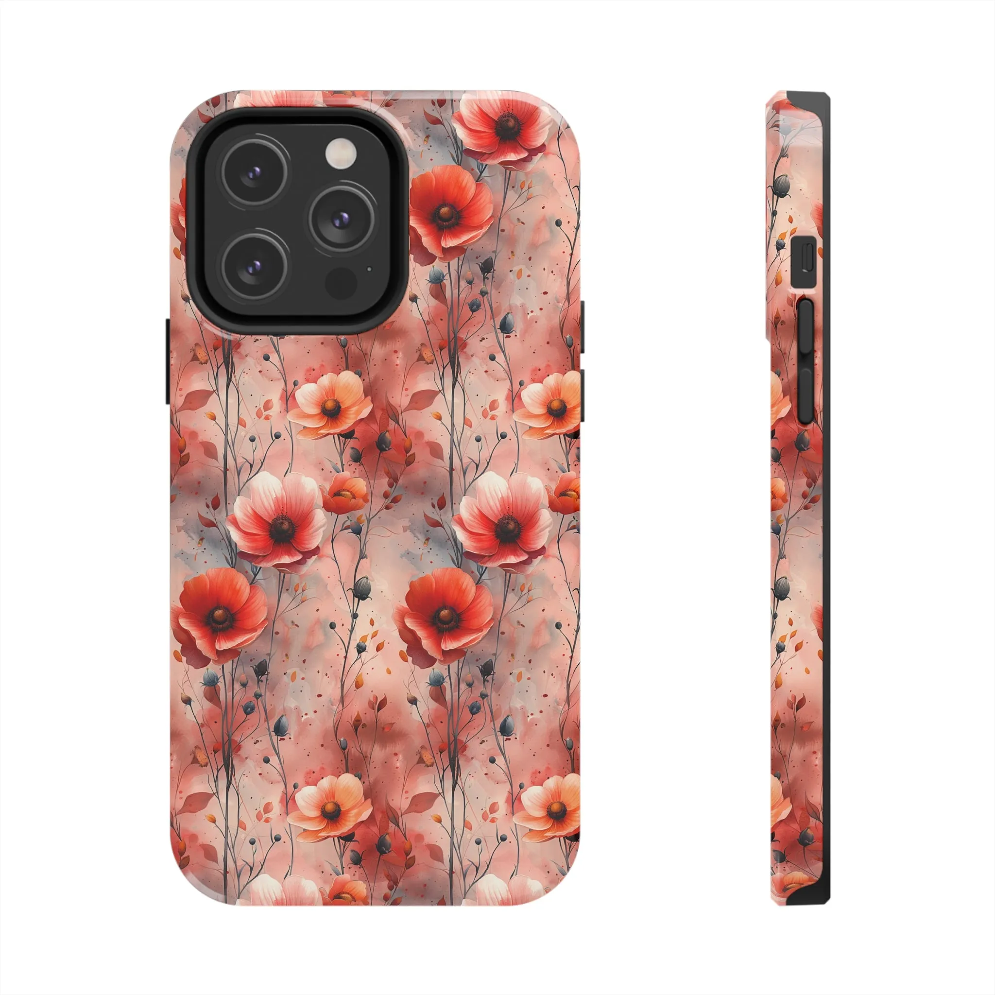 Watercolor Poppy Floral iPhone Case, Elegant Poppy Blossom Design, Protective Phone Cover, Stylish Watercolor Flower Pattern compatible with a large variety of iPhone models, Phone Case, Gift