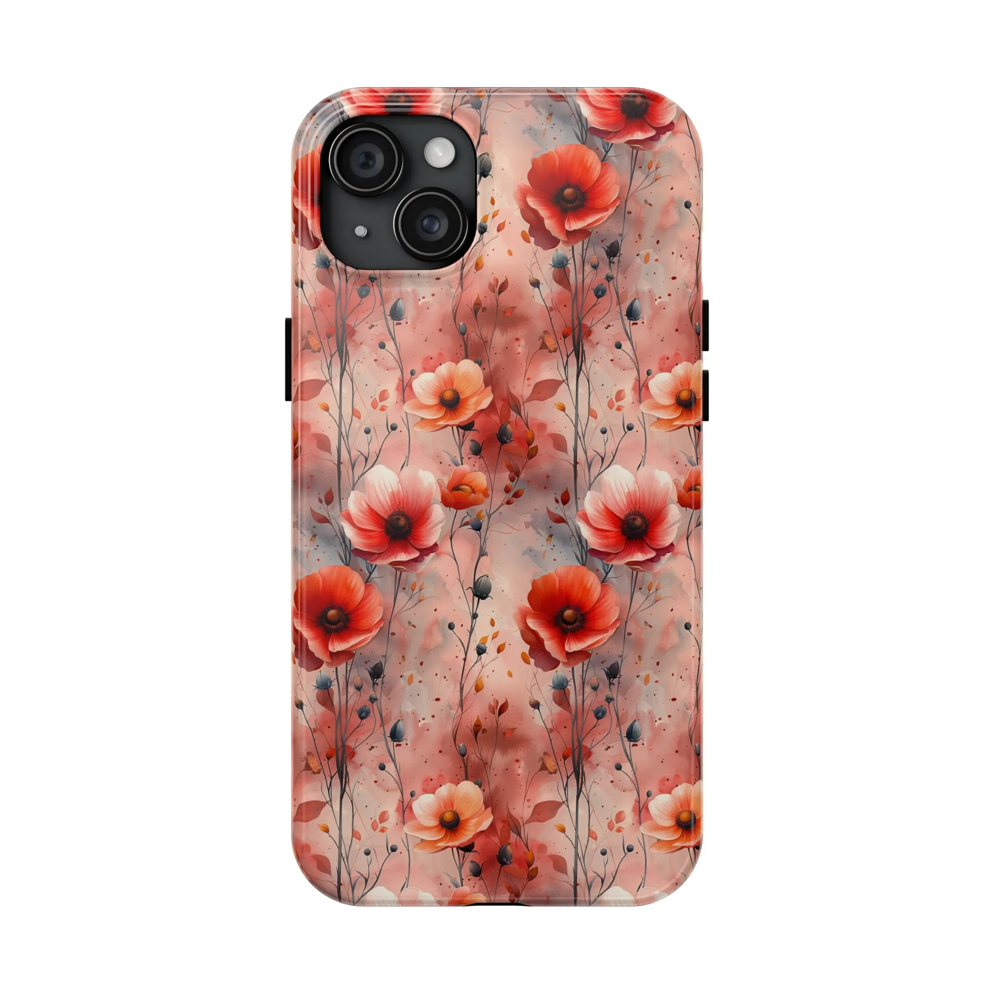 Watercolor Poppy Floral iPhone Case, Elegant Poppy Blossom Design, Protective Phone Cover, Stylish Watercolor Flower Pattern compatible with a large variety of iPhone models, Phone Case, Gift