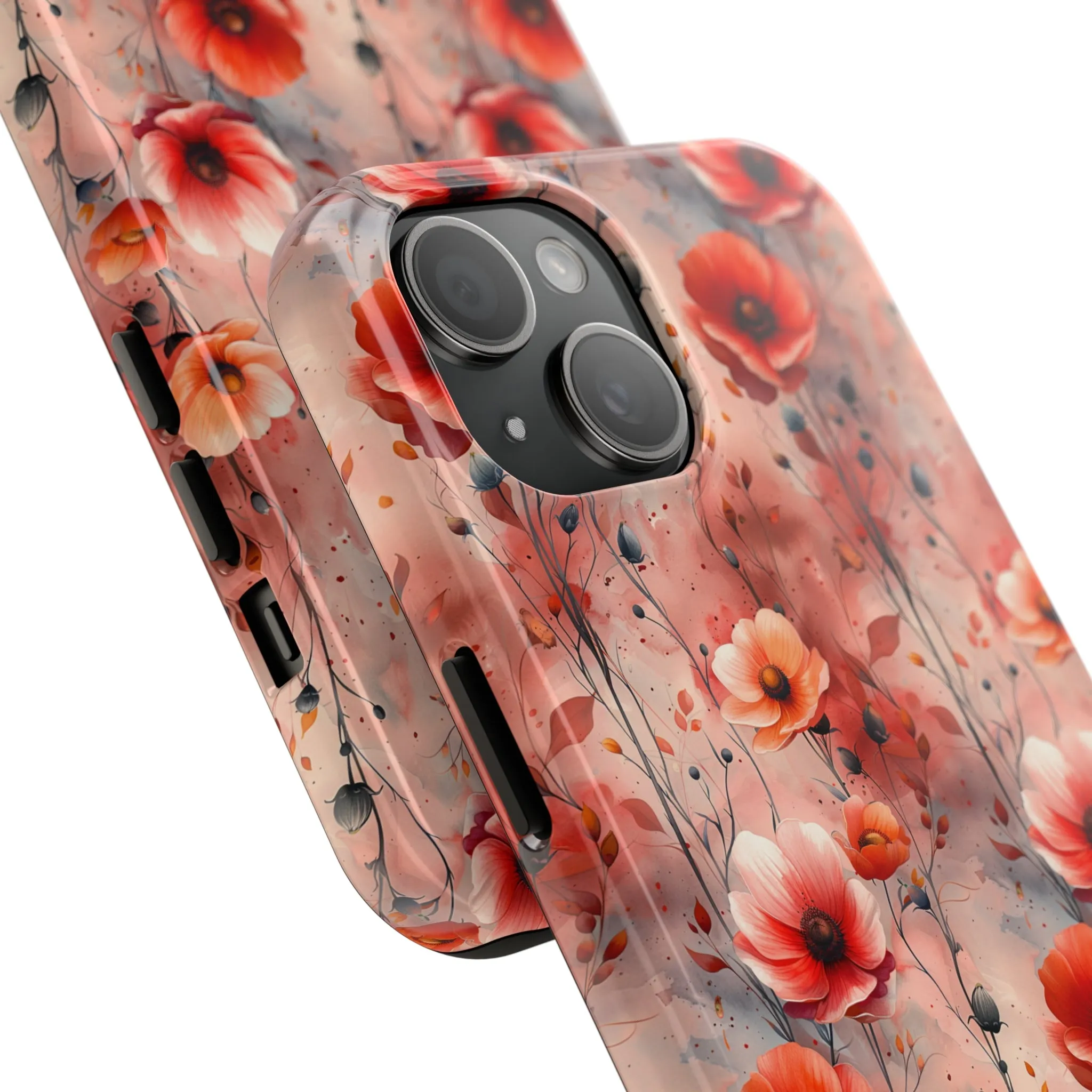 Watercolor Poppy Floral iPhone Case, Elegant Poppy Blossom Design, Protective Phone Cover, Stylish Watercolor Flower Pattern compatible with a large variety of iPhone models, Phone Case, Gift