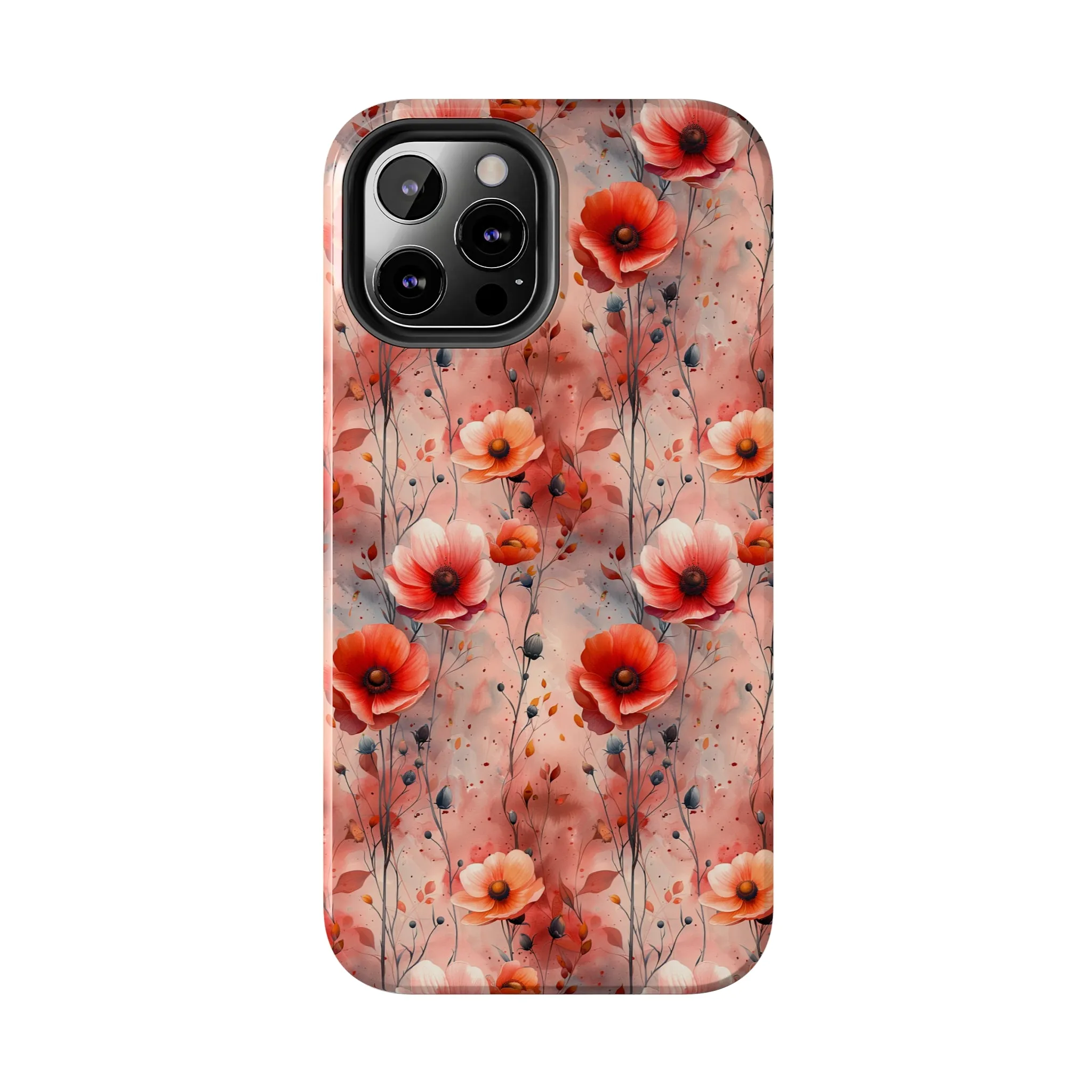 Watercolor Poppy Floral iPhone Case, Elegant Poppy Blossom Design, Protective Phone Cover, Stylish Watercolor Flower Pattern compatible with a large variety of iPhone models, Phone Case, Gift