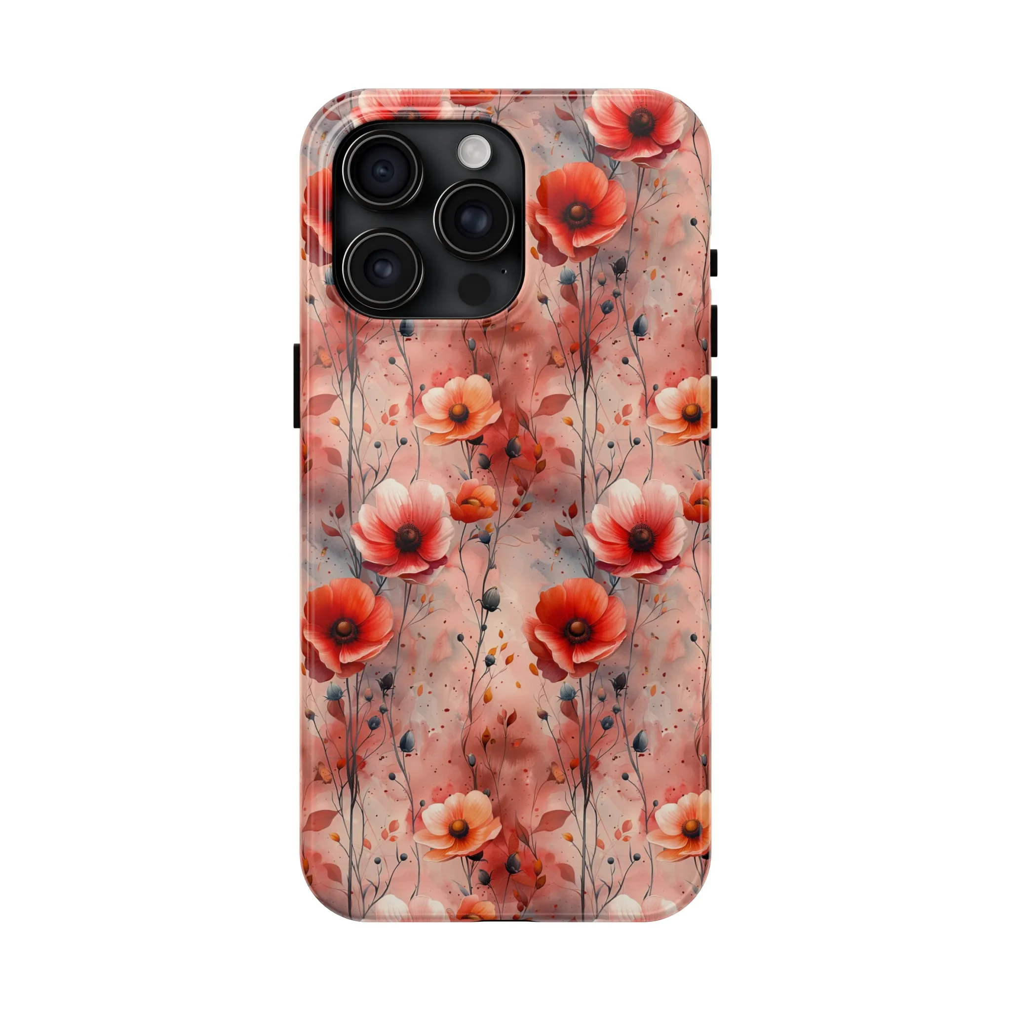 Watercolor Poppy Floral iPhone Case, Elegant Poppy Blossom Design, Protective Phone Cover, Stylish Watercolor Flower Pattern compatible with a large variety of iPhone models, Phone Case, Gift