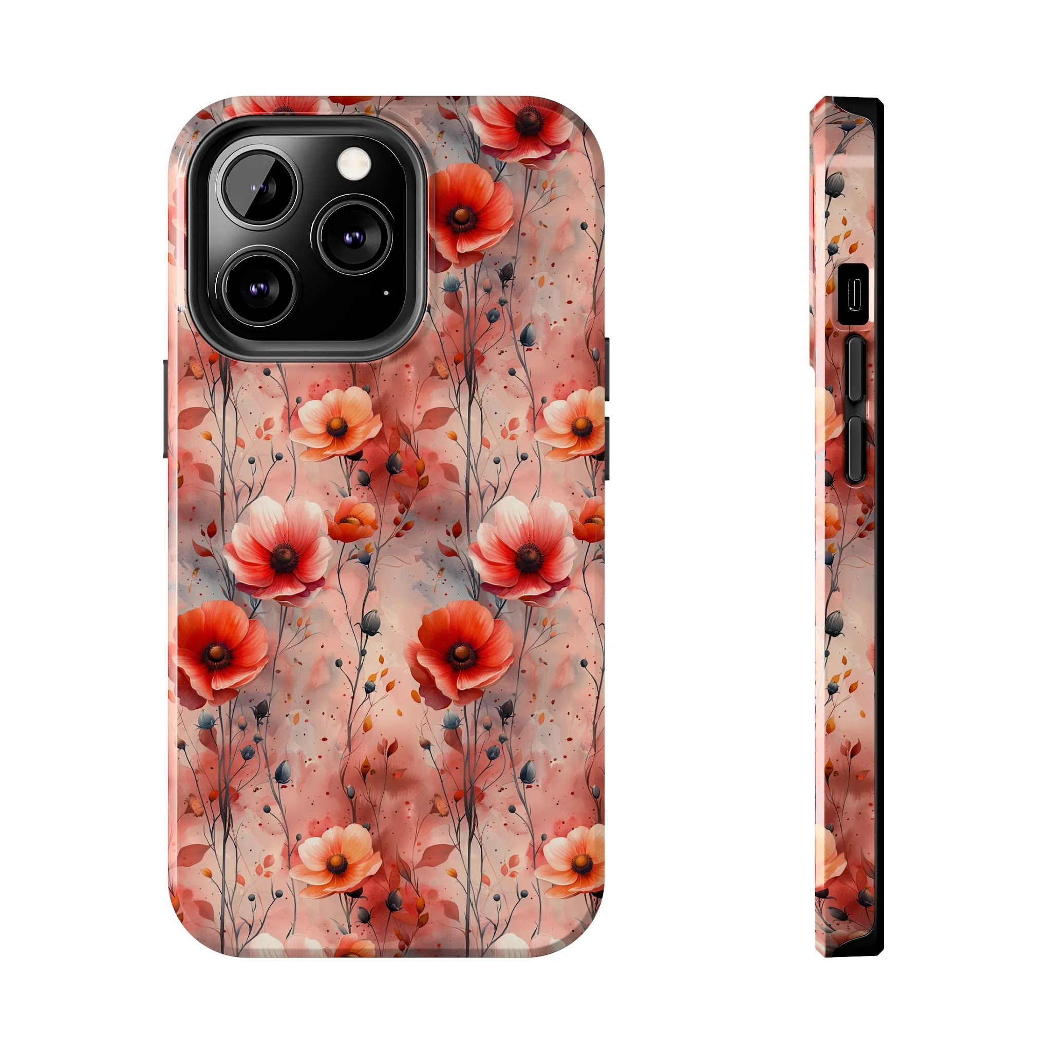 Watercolor Poppy Floral iPhone Case, Elegant Poppy Blossom Design, Protective Phone Cover, Stylish Watercolor Flower Pattern compatible with a large variety of iPhone models, Phone Case, Gift