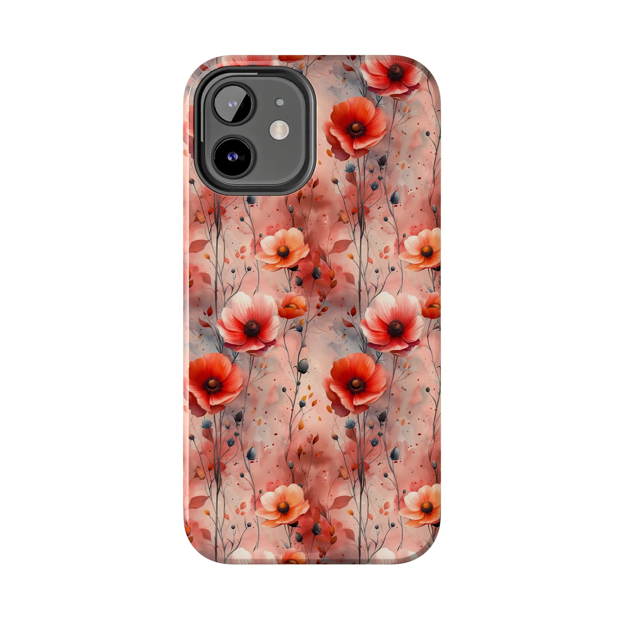 Watercolor Poppy Floral iPhone Case, Elegant Poppy Blossom Design, Protective Phone Cover, Stylish Watercolor Flower Pattern compatible with a large variety of iPhone models, Phone Case, Gift